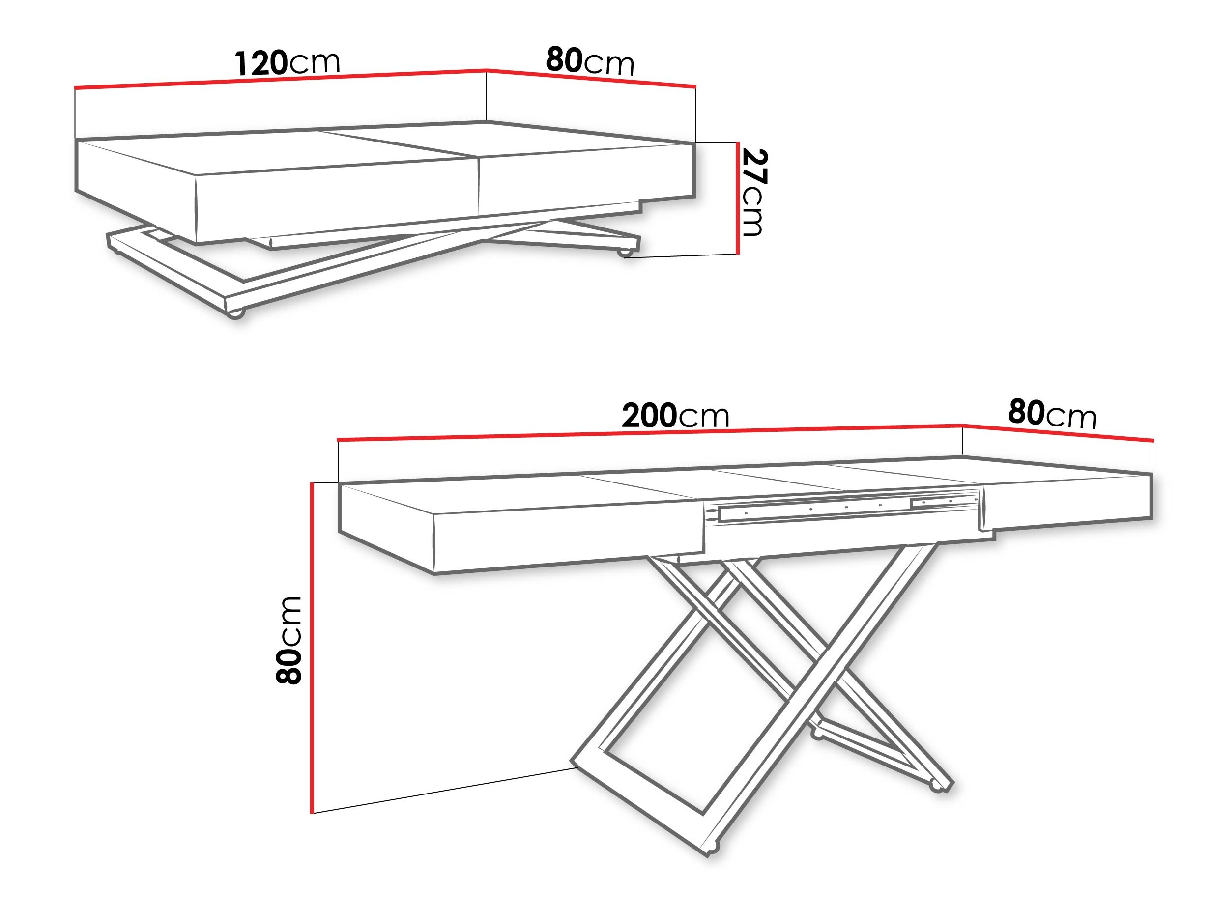 Couchtisch-Transformer Oswego 171 (Walnussholzoptik)