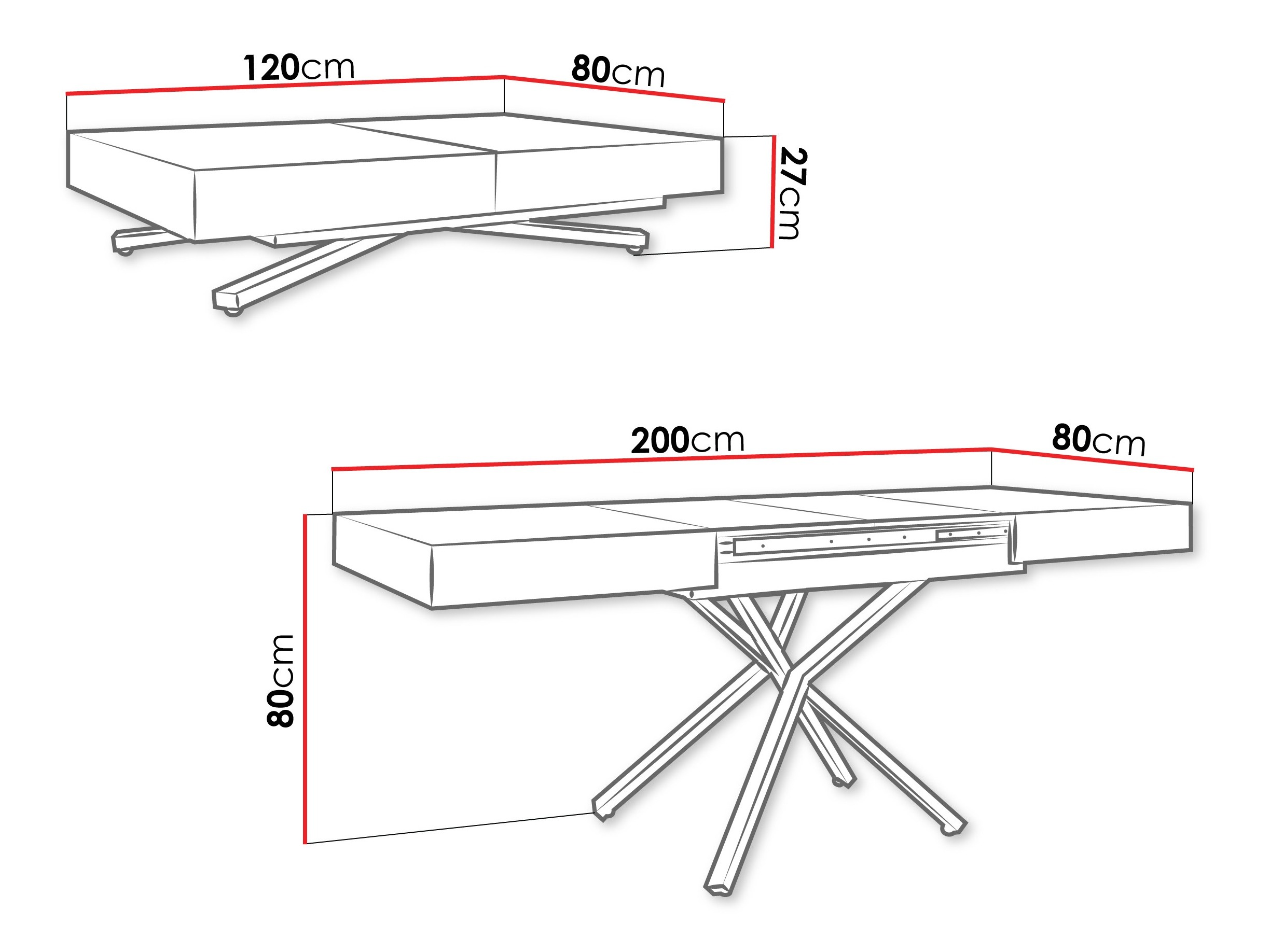 Couchtisch-Transformer Oswego 177 (Eichenholzoptik)