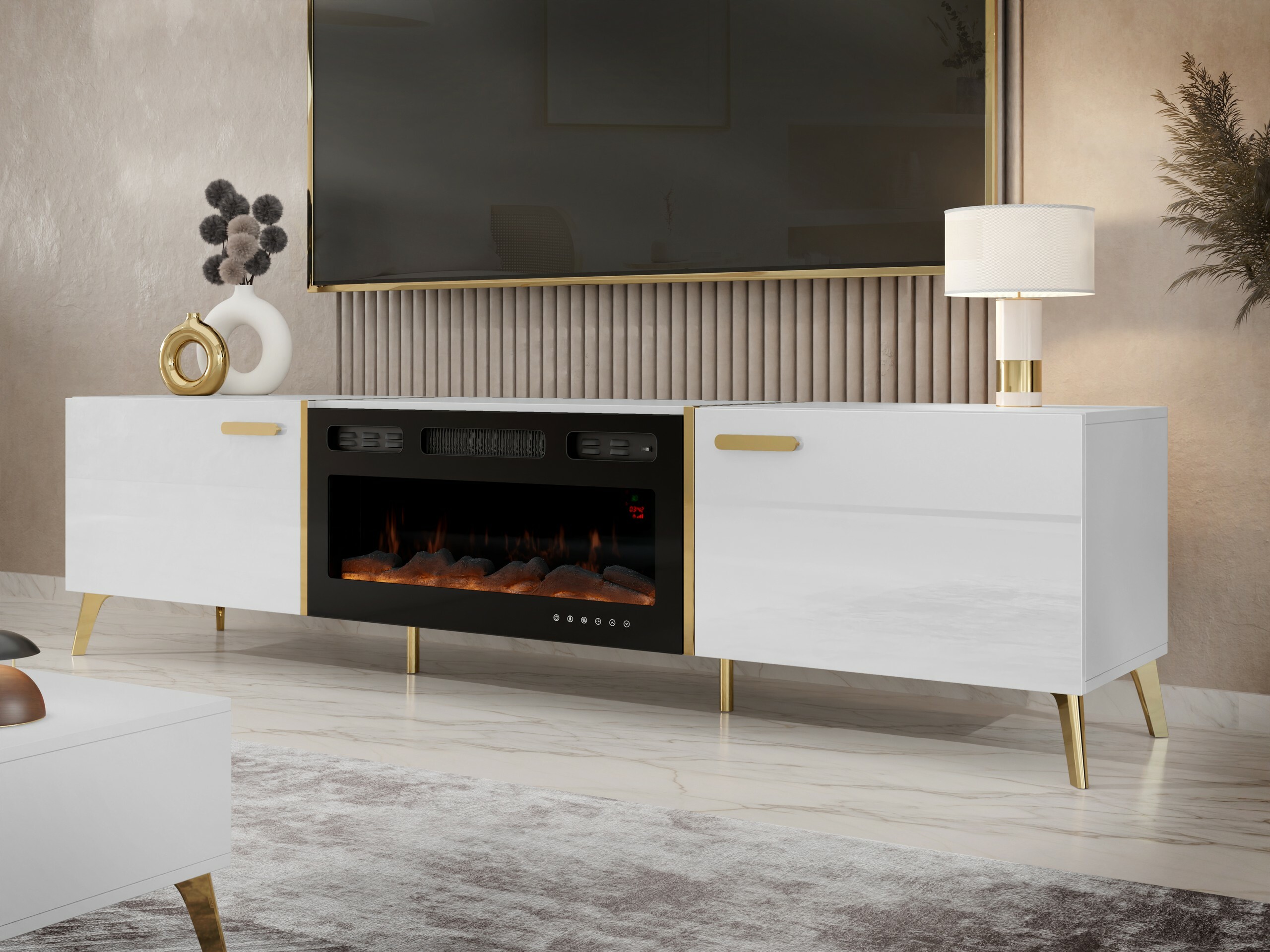 TV-Möbel Comfivo Capella III (Weiß + Weiß glänzend)