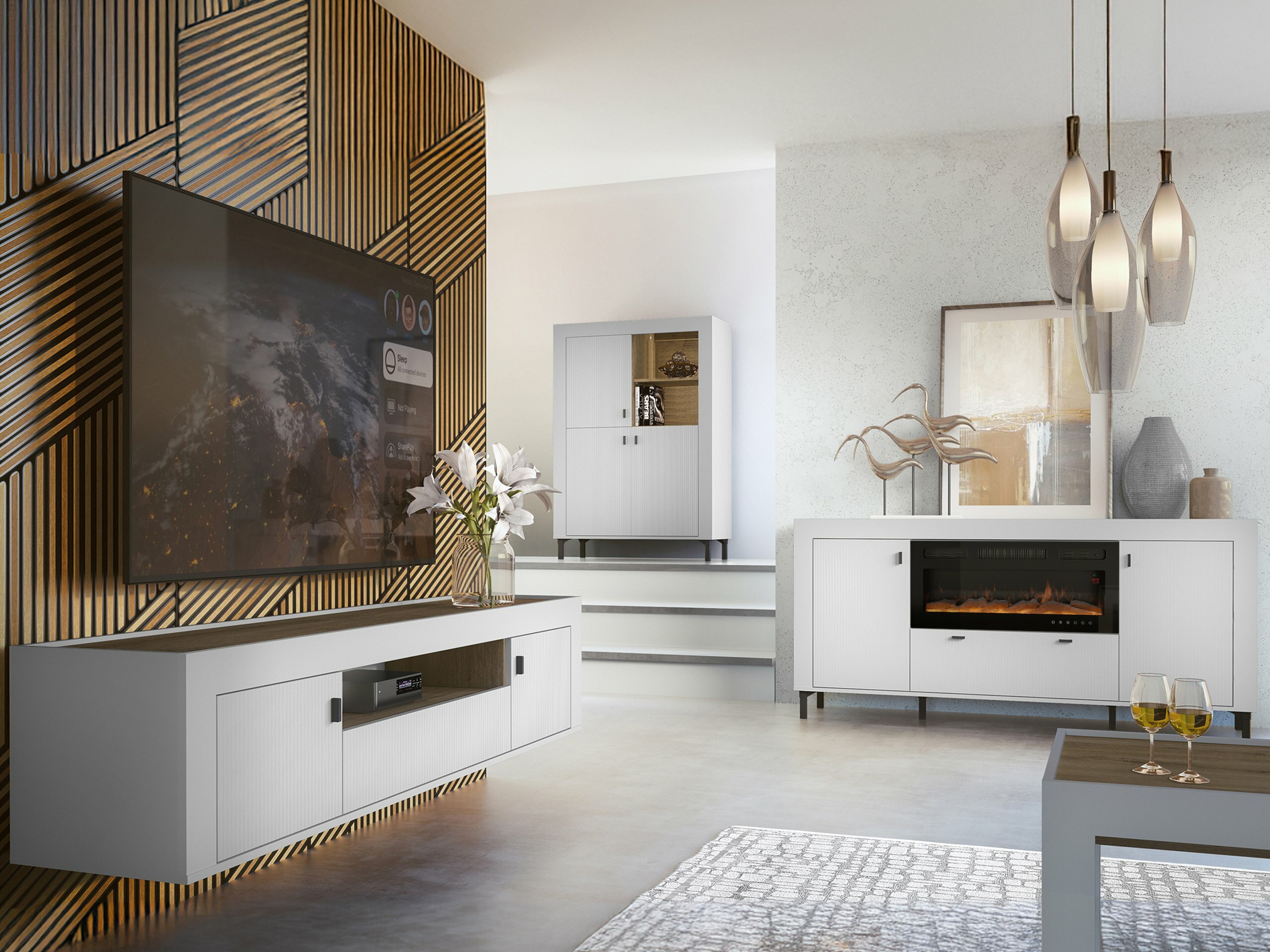 Wohnzimmer-Sets Mormavu 115 (Matt weiß)