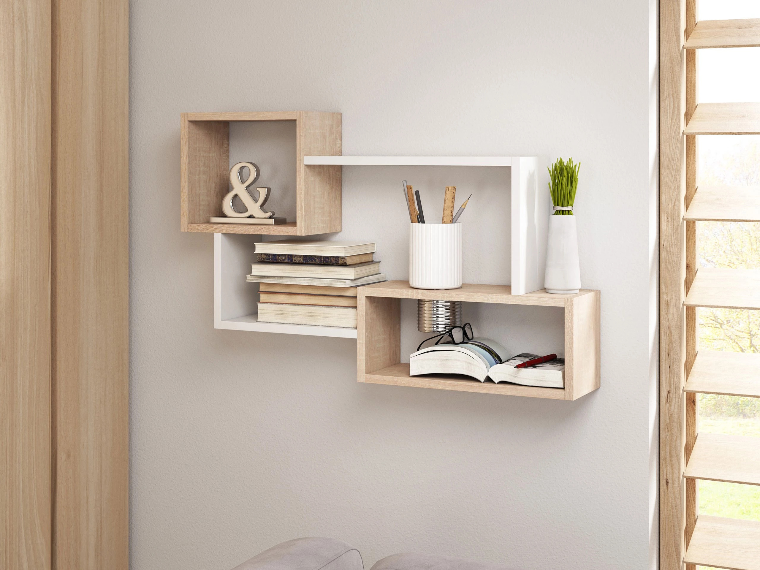 Wandregal Lexicon II (Sonoma Eichenholzoptik + Weiß)