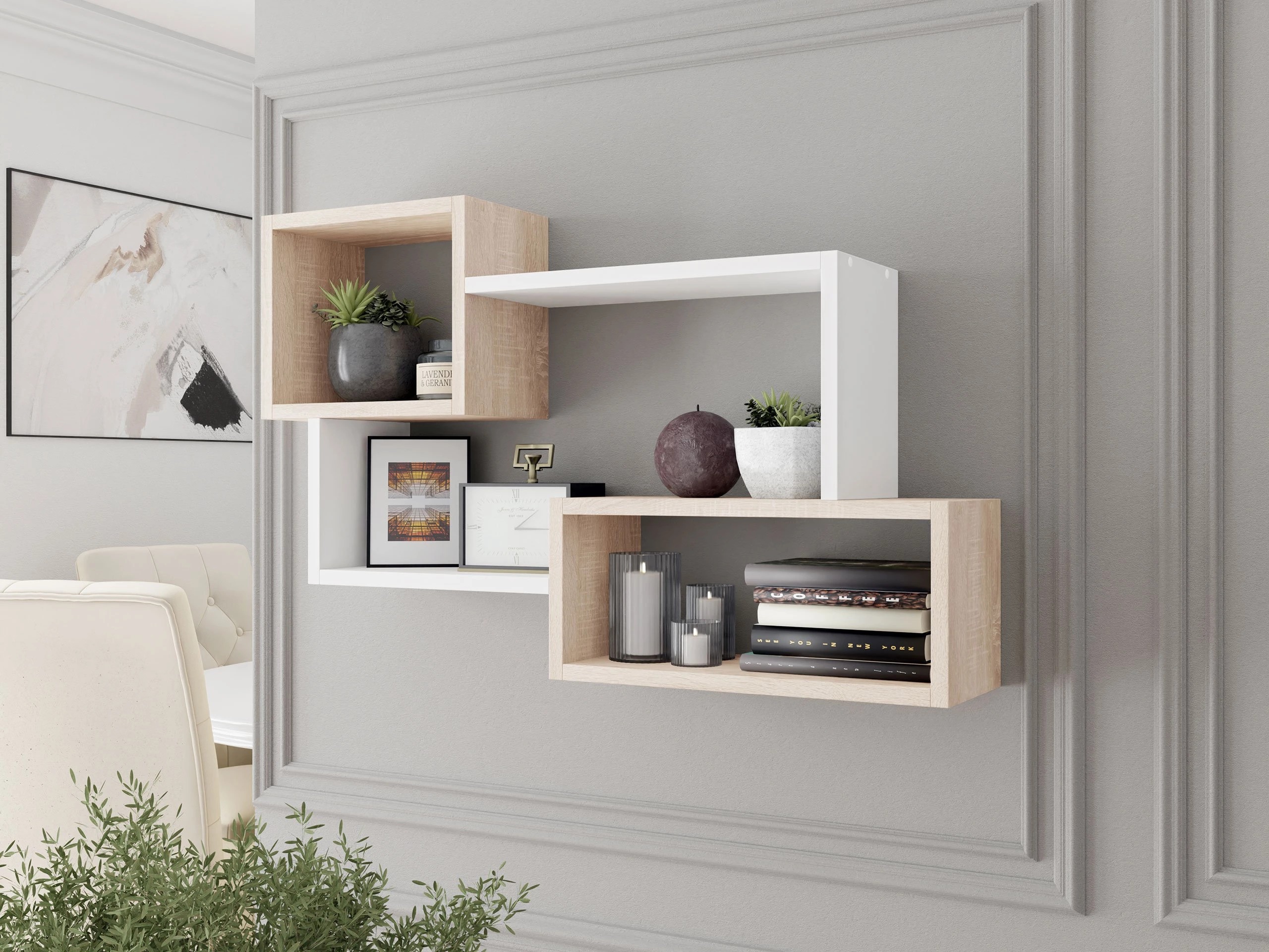 Wandregal Lexicon II (Sonoma Eichenholzoptik + Weiß)