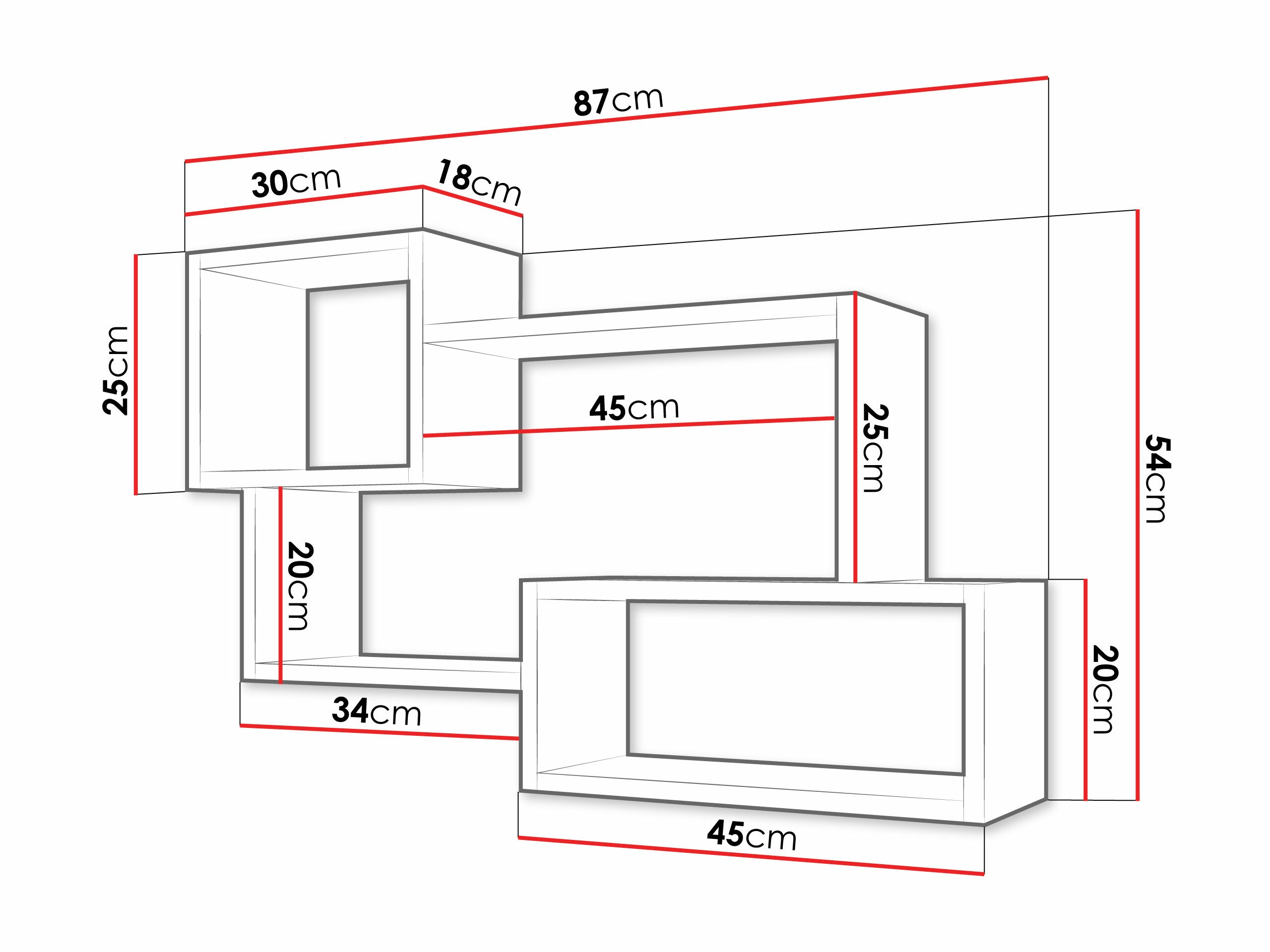 Wandregal Lexicon II (Sonoma Eichenholzoptik + Weiß)