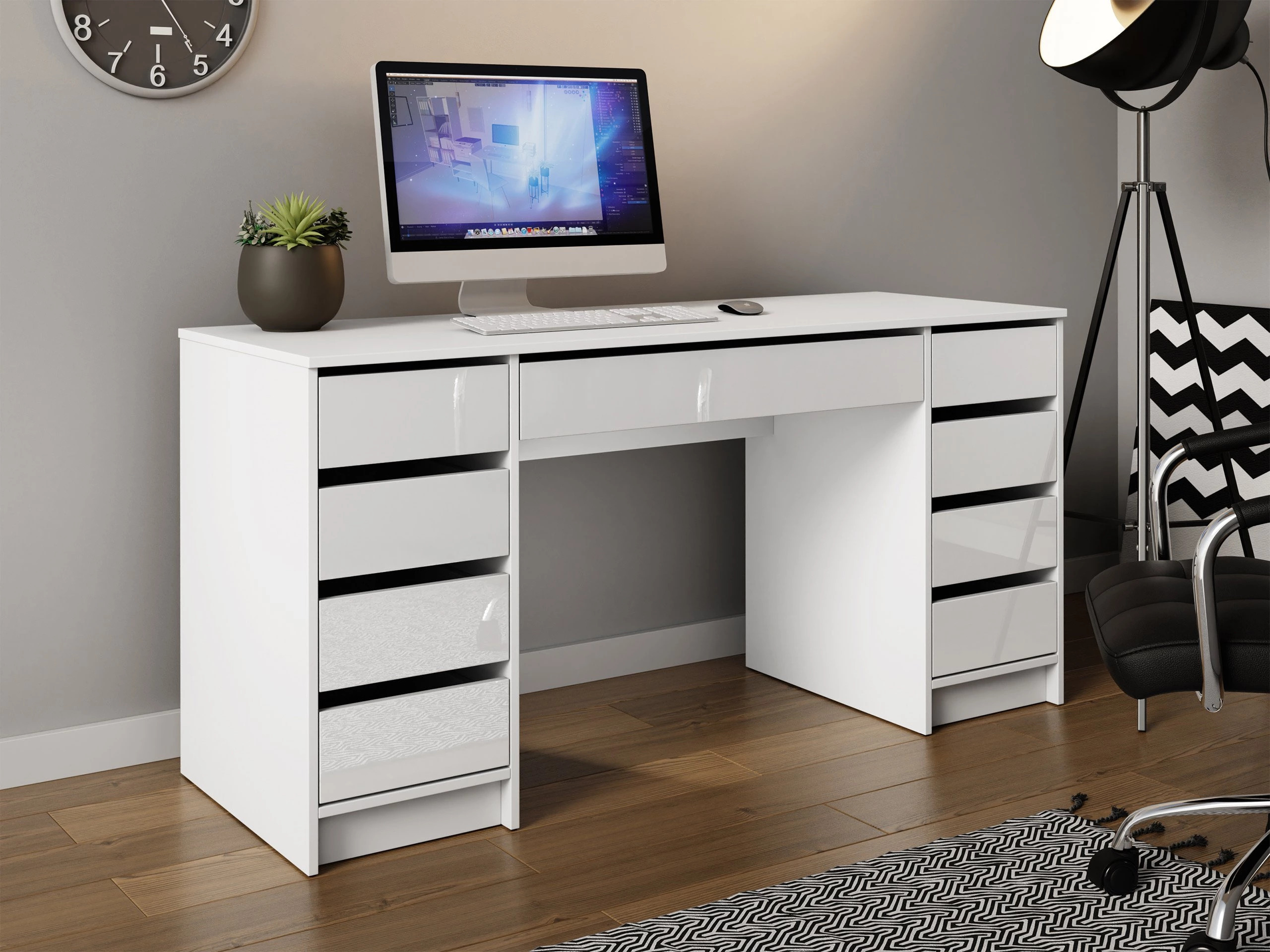 Bürotisch Comfivo Terros II (Weiß glänzend + Weiß)