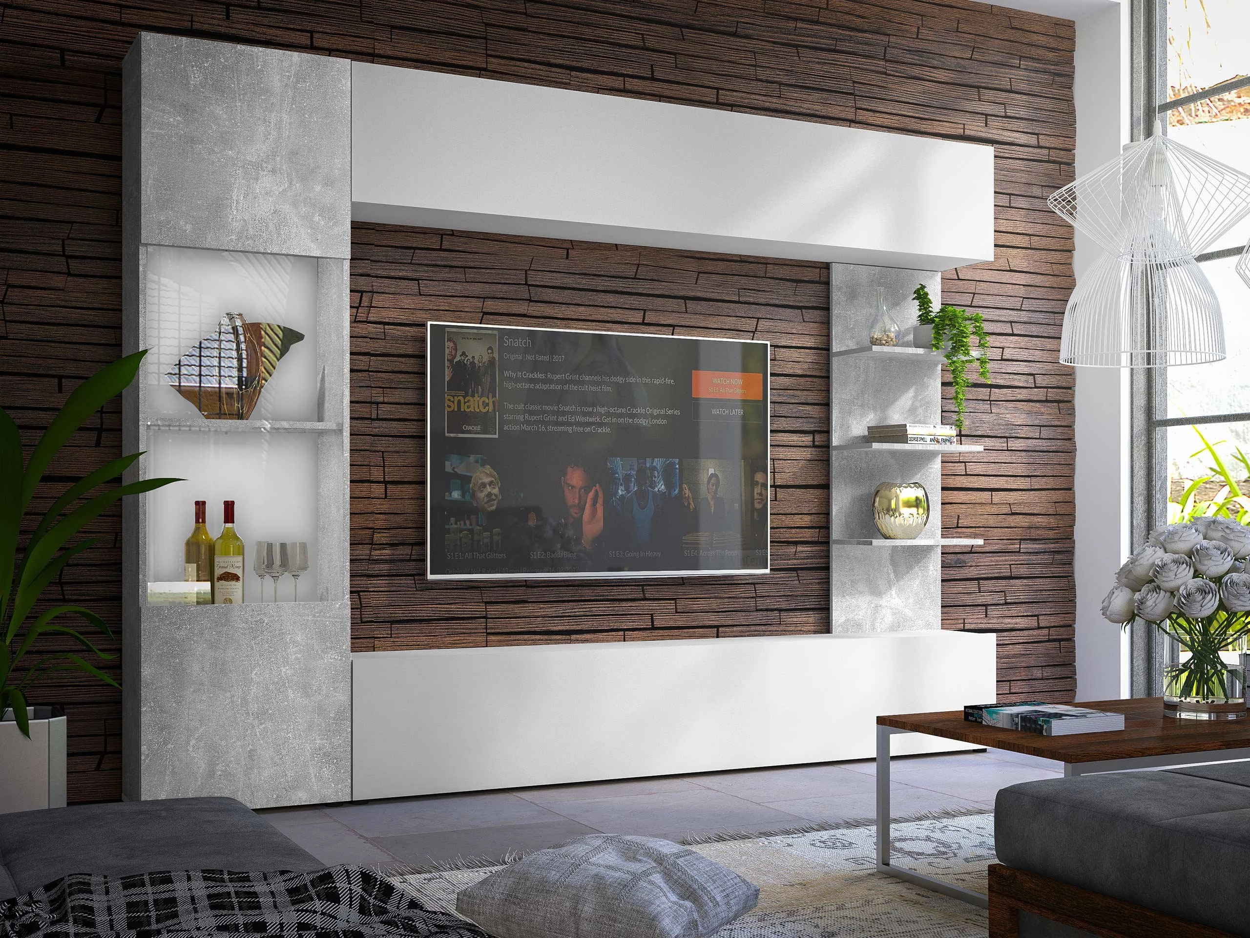 Wohnzimmer-Sets Comfivo 210 (Weiß + Beton)