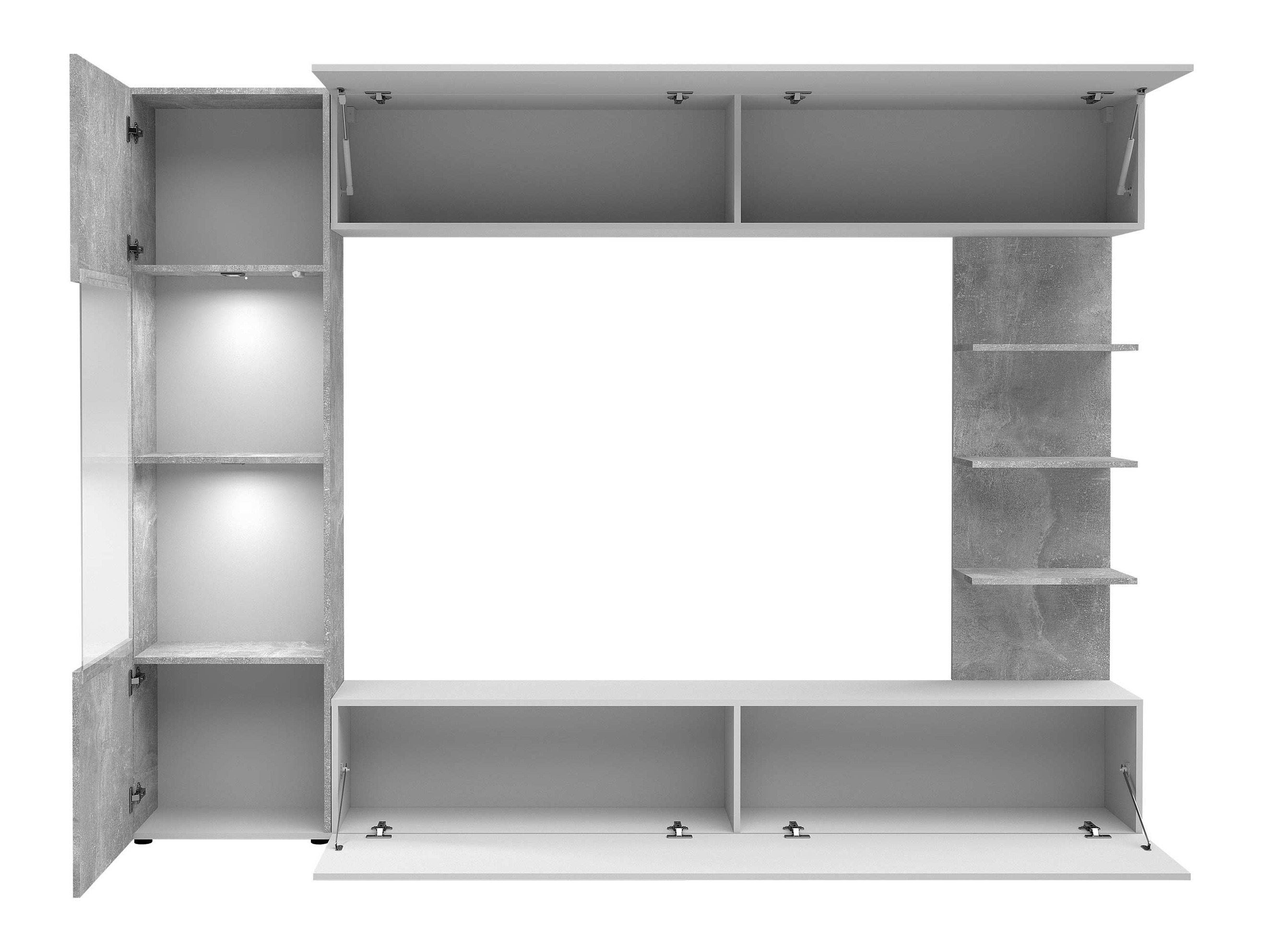 Wohnzimmer-Sets Comfivo Animus (Walnussholzoptik + Schwarzer Marmor)