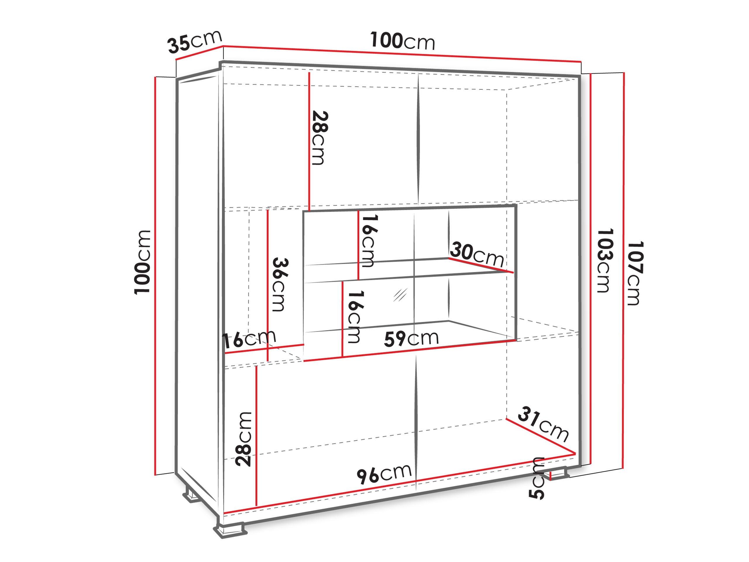 Sideboard Remus (Weiß + Weiß glänzend)