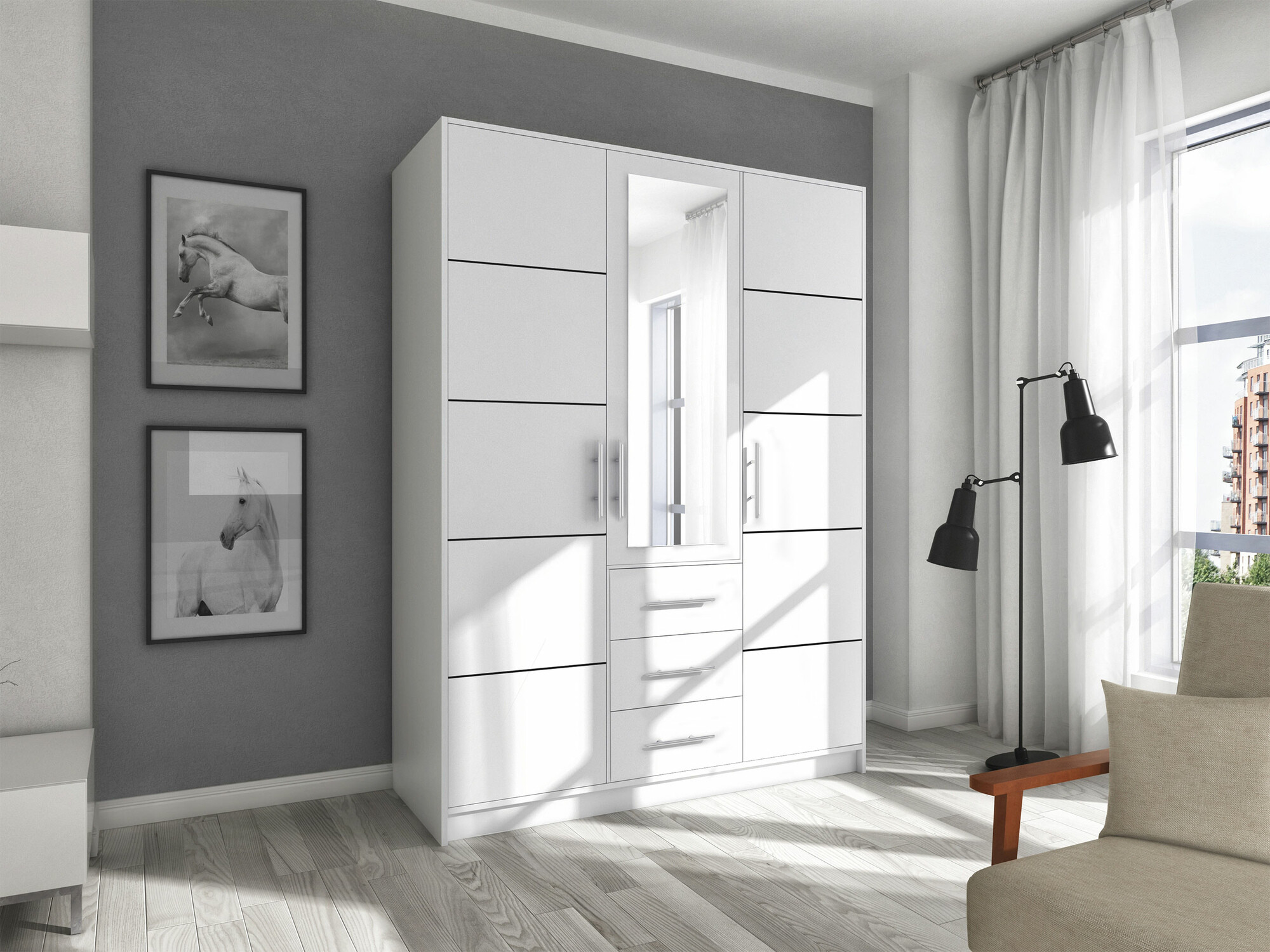 Kleiderschrank Dortivu II (Weiß)