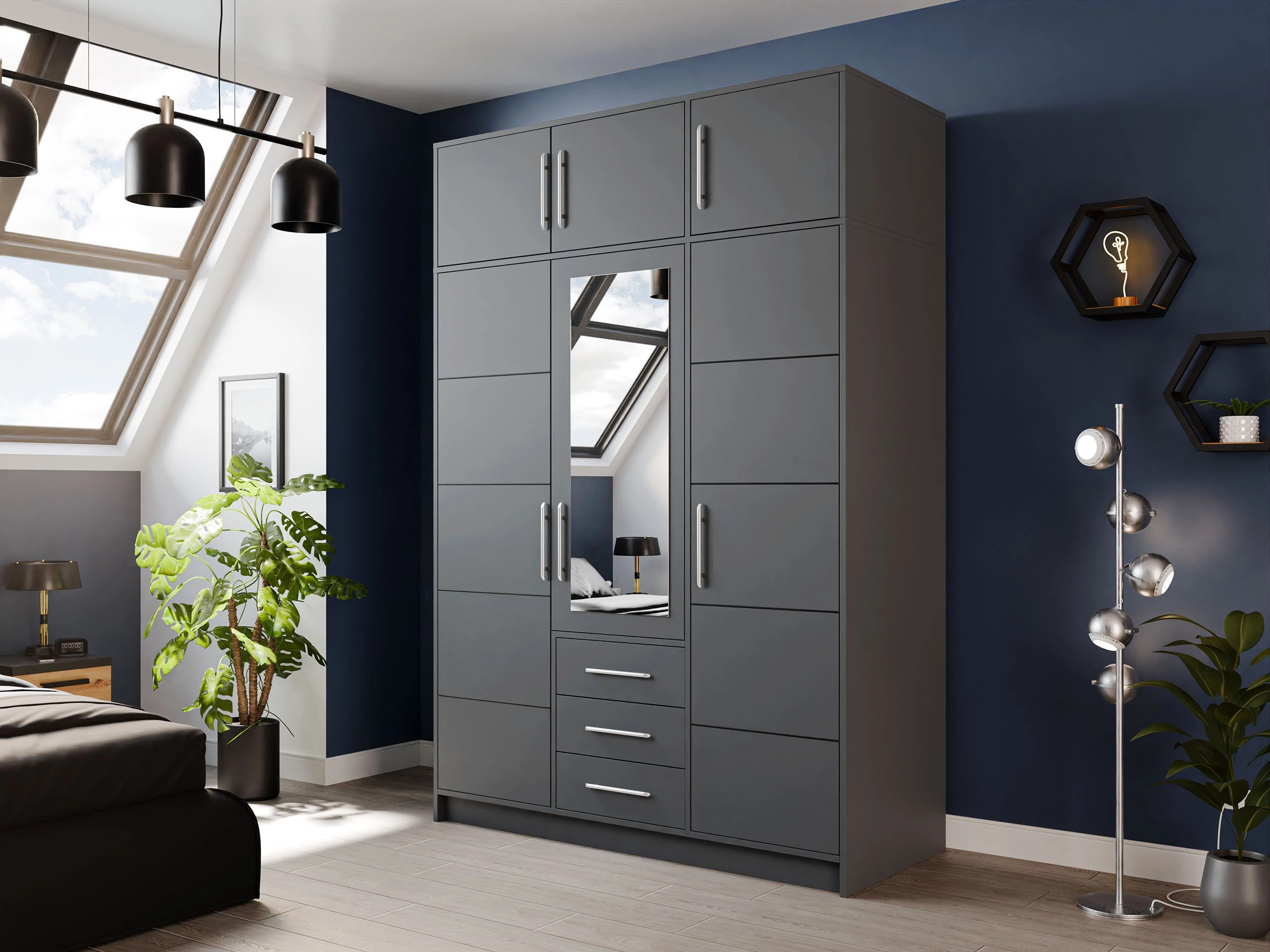 Kleiderschrank Dortivu IV (Graphit)