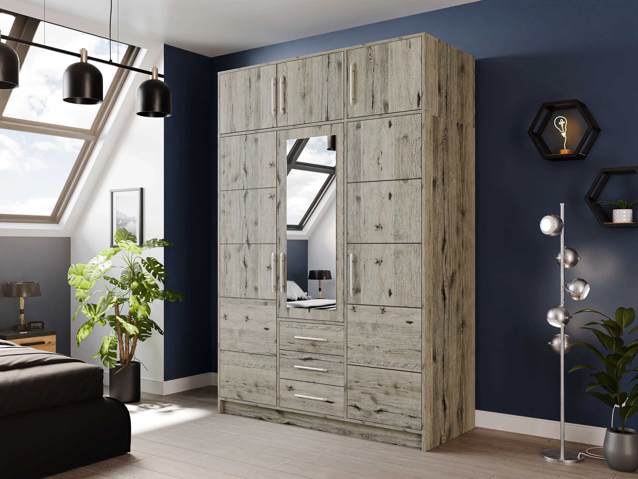 Kleiderschrank Dortivu IV (Wellington Eichenholzoptik)