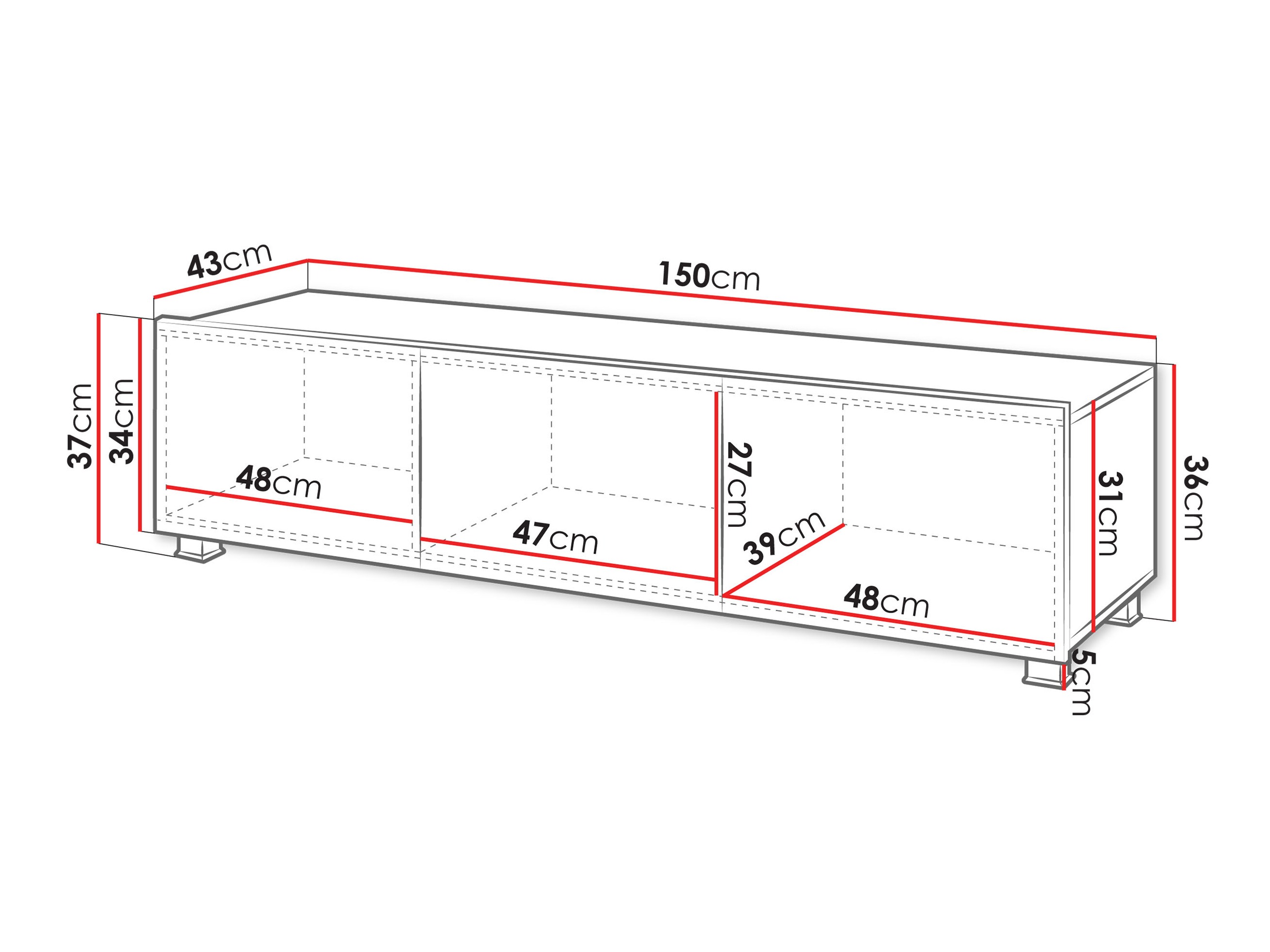 TV-Möbel Tivdalu 103 (Schwarz + Schwarz glänzend)