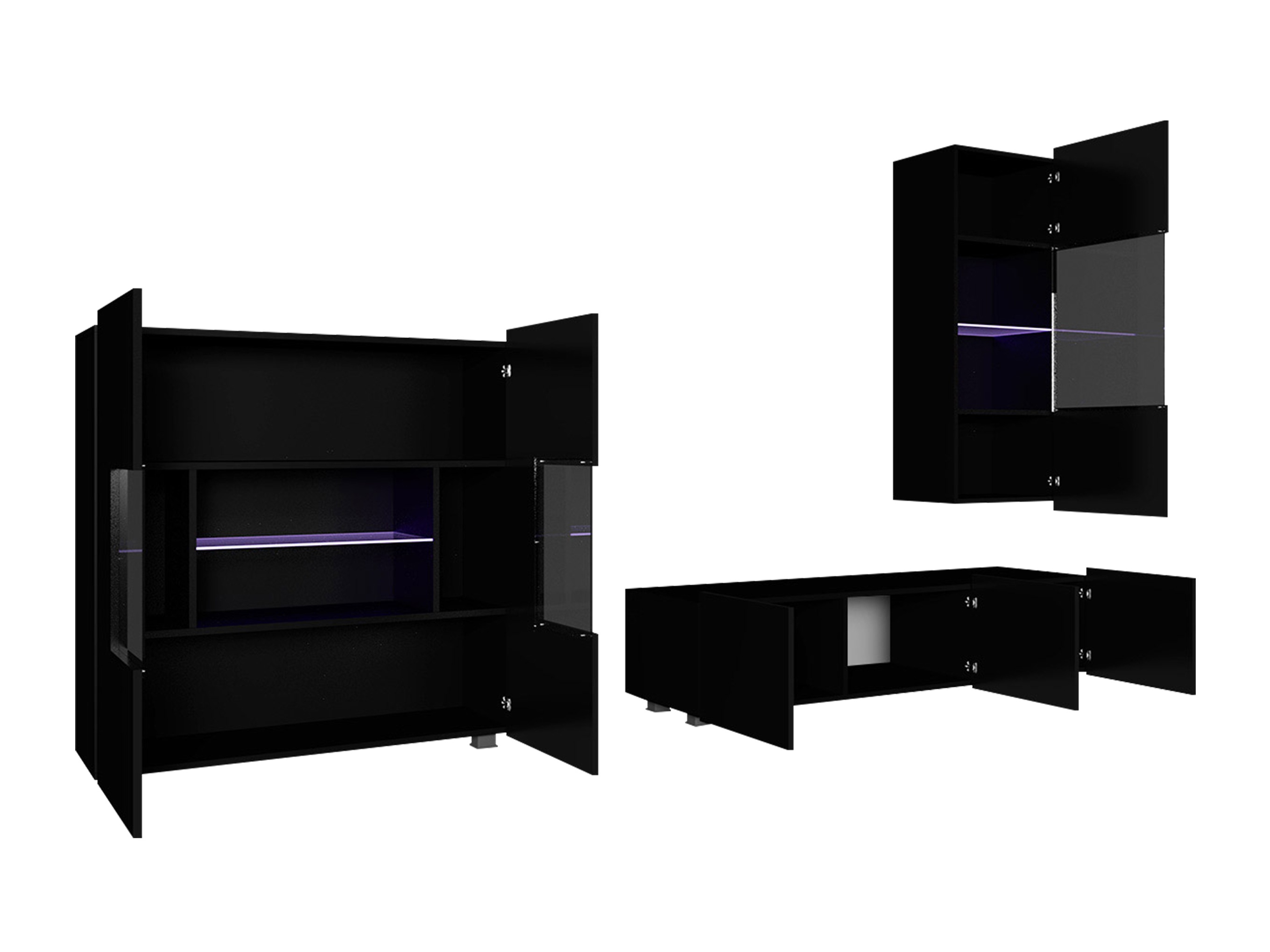 Wohnzimmer-Sets Remus VII (Goldene Eichenholzoptik + Weiß + Weiß glänzend)