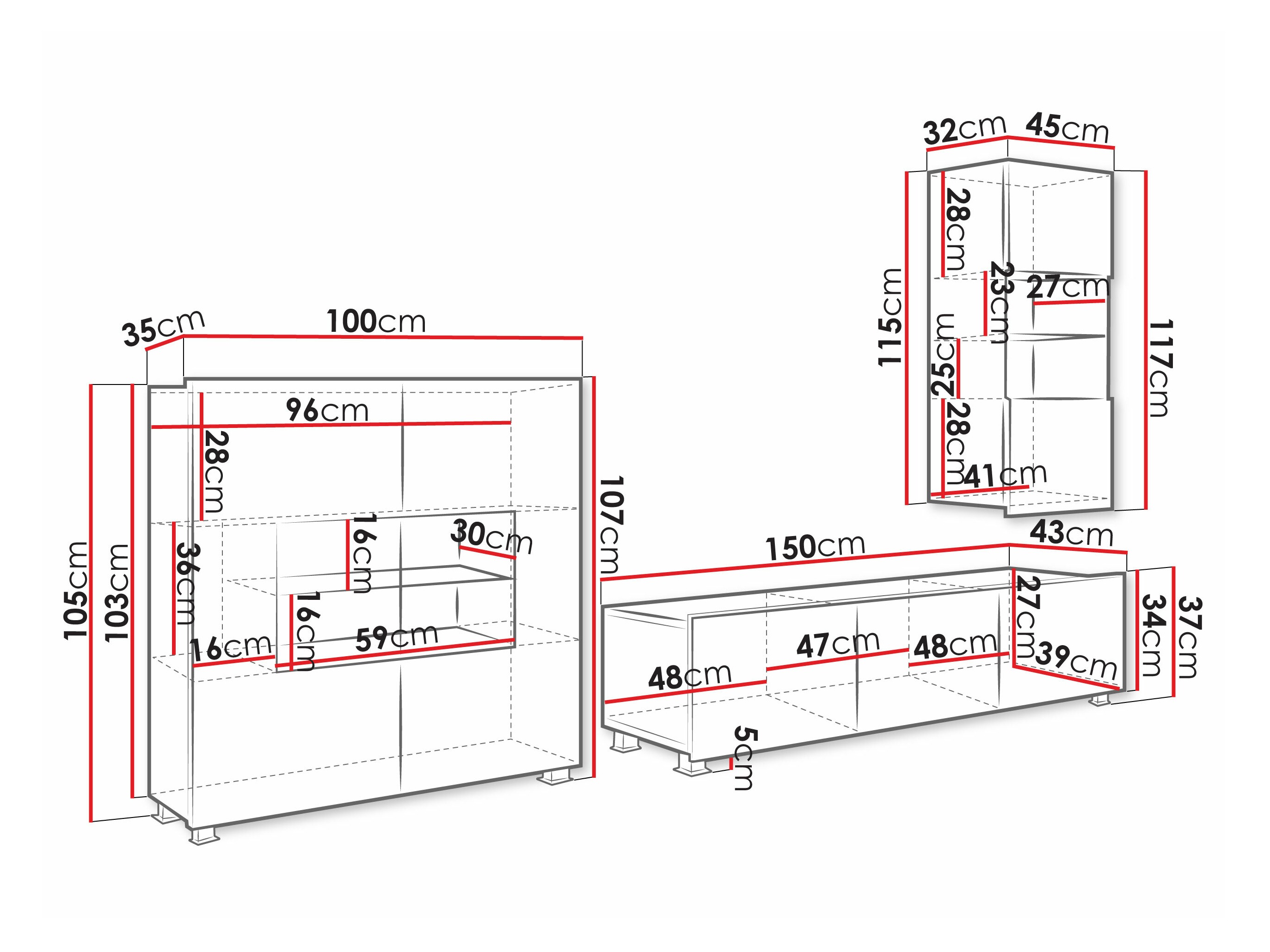 Wohnzimmer-Sets Remus VII (Goldene Eichenholzoptik + Weiß + Weiß glänzend)