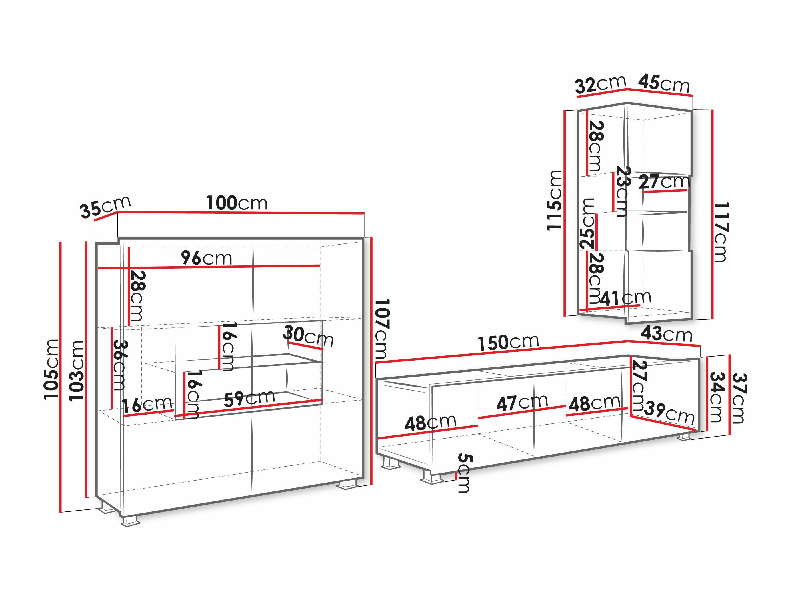 Wohnzimmer-Sets Remus VII (Weiß + Weiß glänzend)