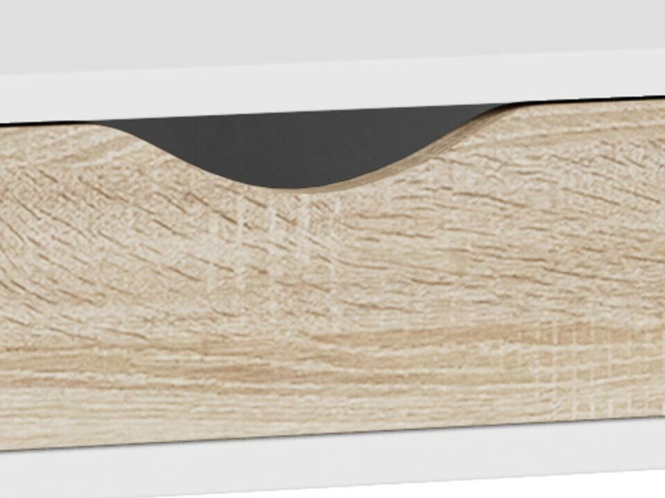 Bürotisch Norsica 113 (Weiß + Eichenholzoptik)