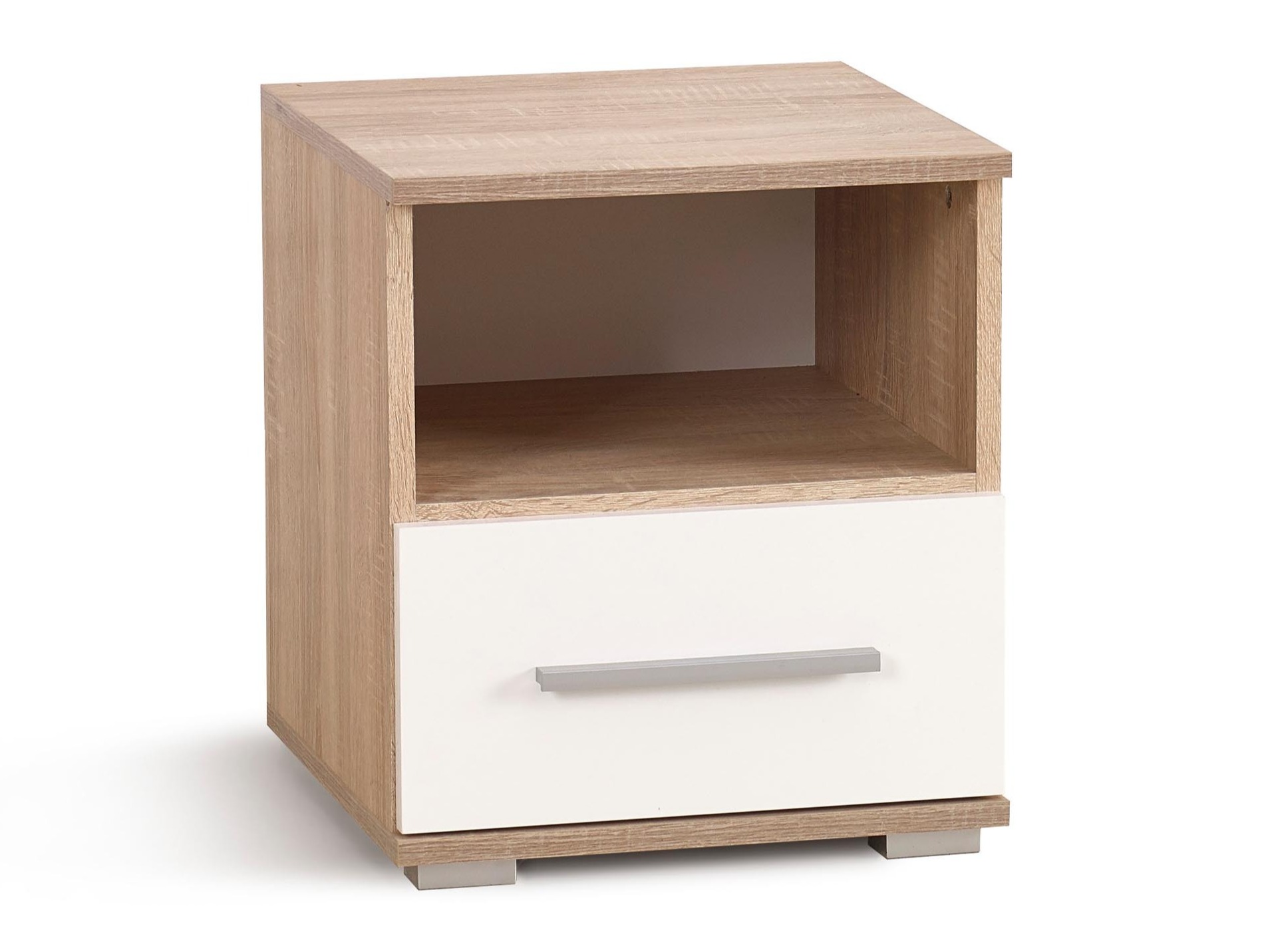 Nachttisch Cirveso 111 (Sonoma Eichenholzoptik + Weiß glänzend)