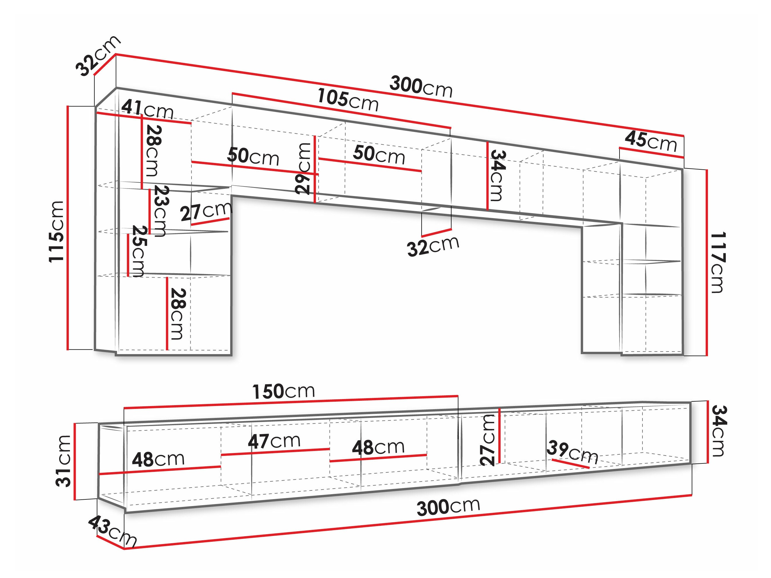 Wohnzimmer-Sets Remus I (Weiß glänzend + Schwarz glänzend)