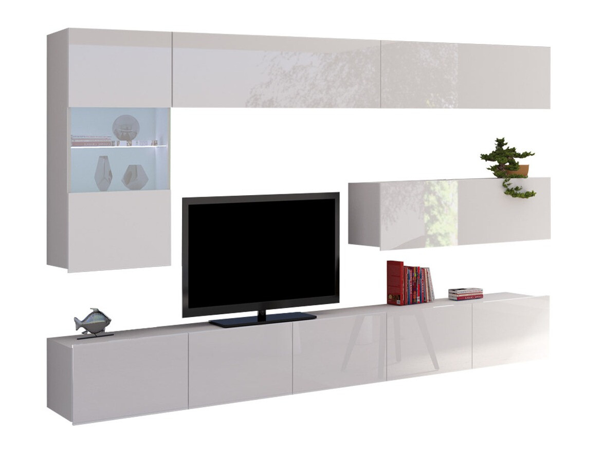 Wohnzimmer-Sets Remus IV (Weiß + Weiß glänzend)