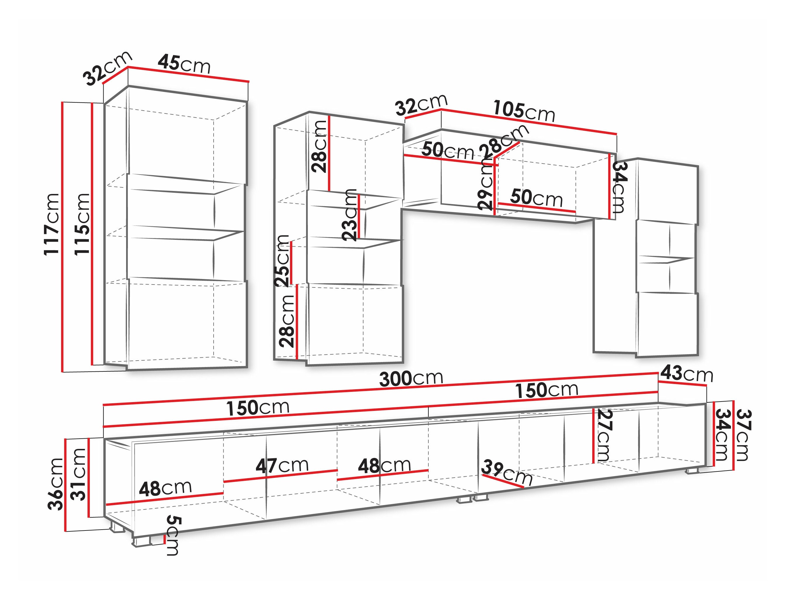 Wohnzimmer-Sets Remus V (Schwarz + Schwarz glänzend)