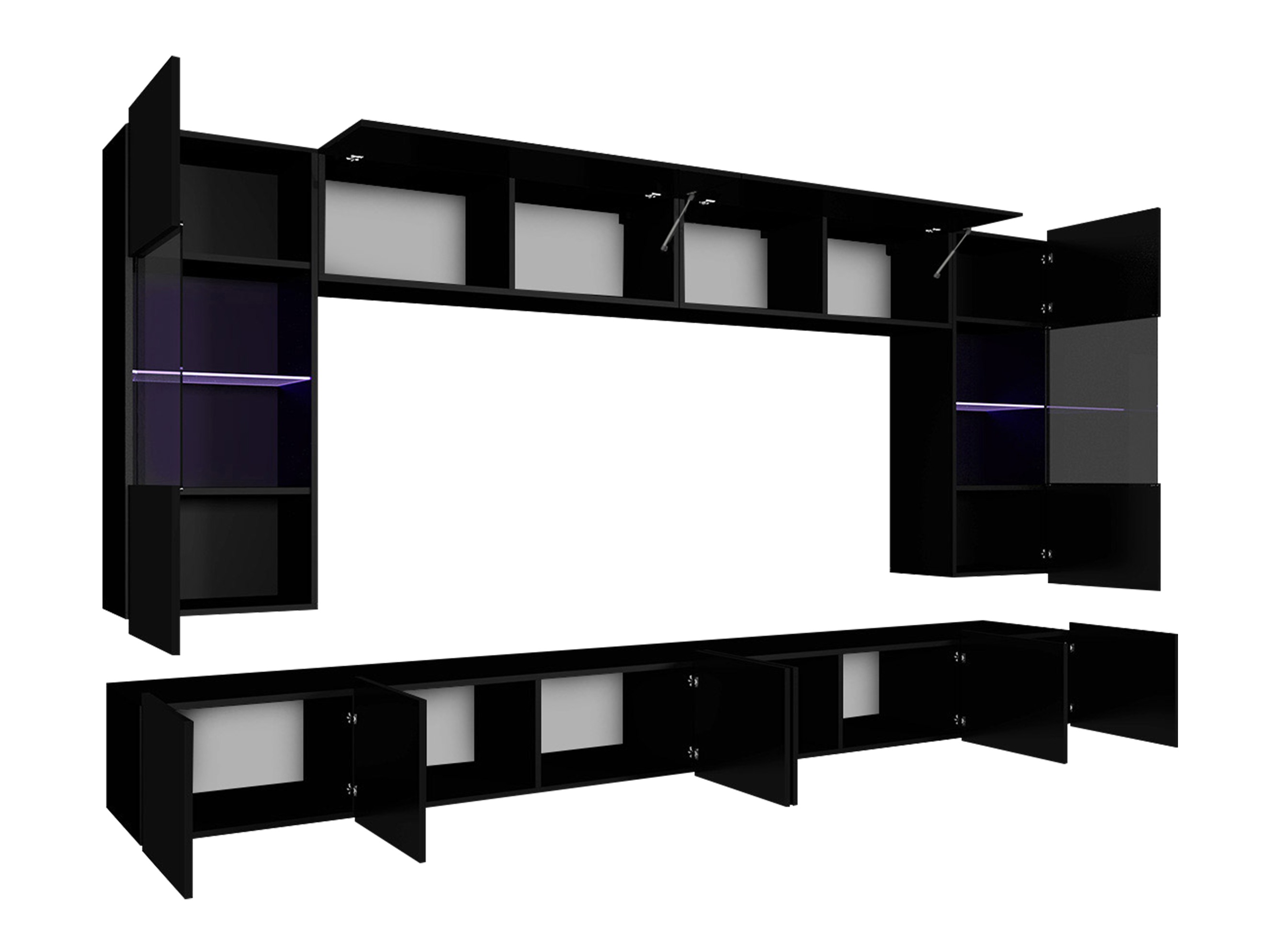 Wohnzimmer-Sets Tivdalu 105 (Weiß + Weiß glänzend)