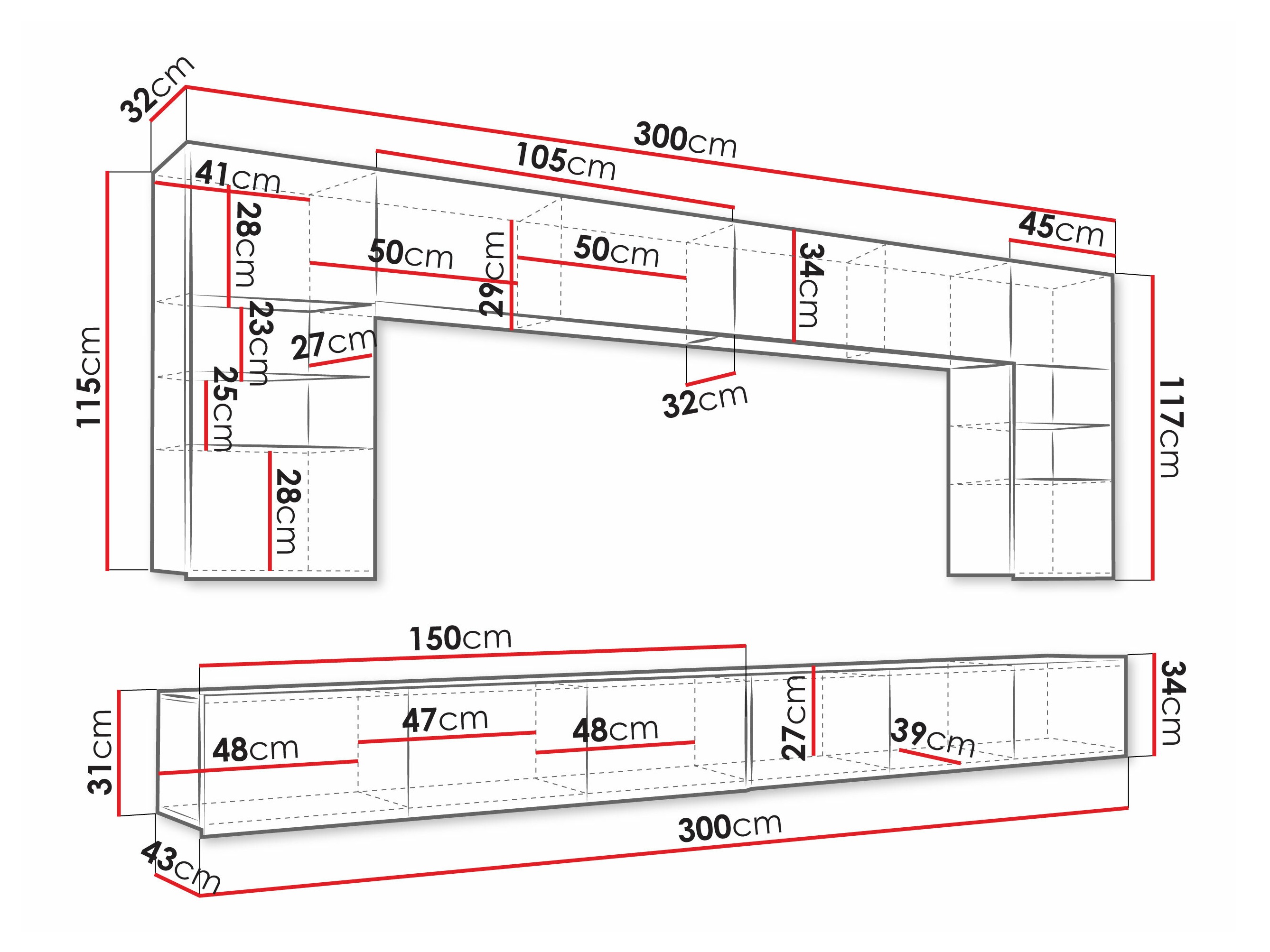 Wohnzimmer-Sets Tivdalu 105 (Weiß + Weiß glänzend)