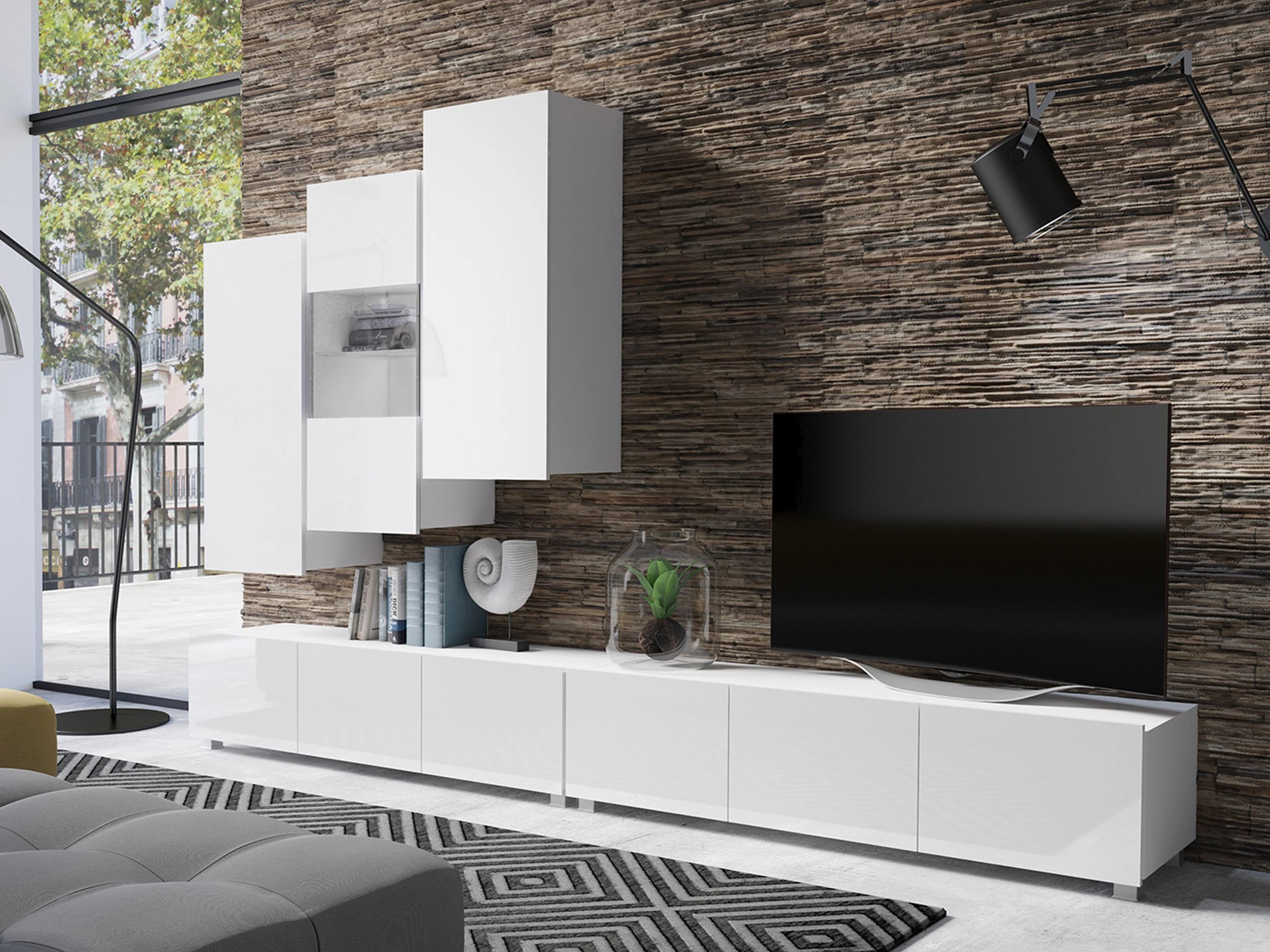 Hängeschrank Remus III (Weiß + Weiß glänzend)