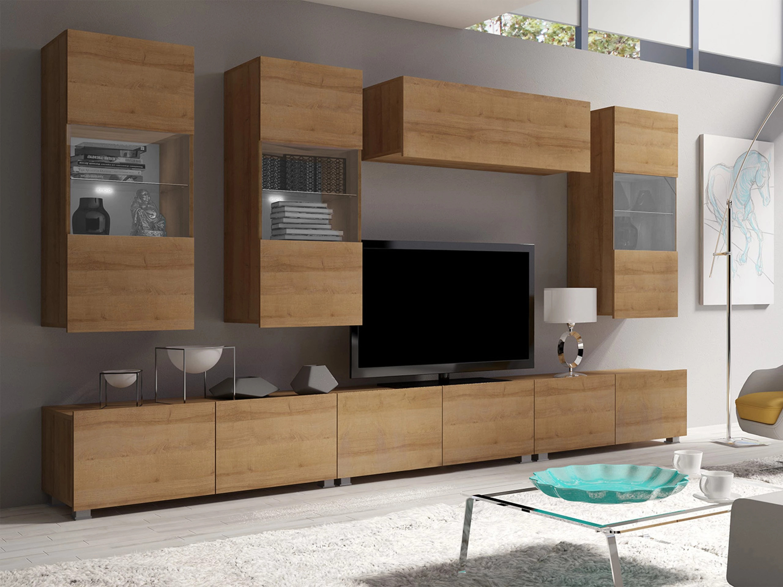 Wohnzimmer-Sets Remus XI (Goldene Eichenholzoptik)