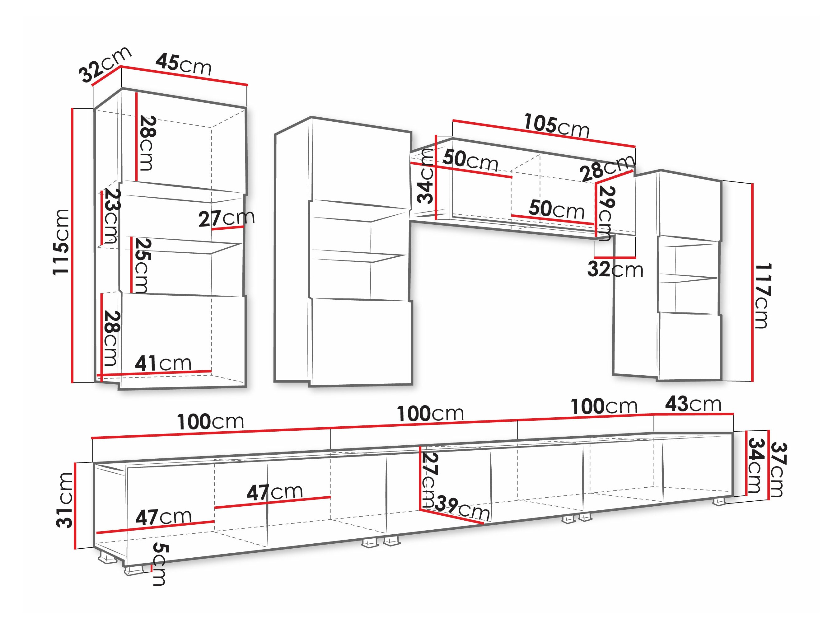 Wohnzimmer-Sets Remus XI (Weiß + Weiß glänzend)