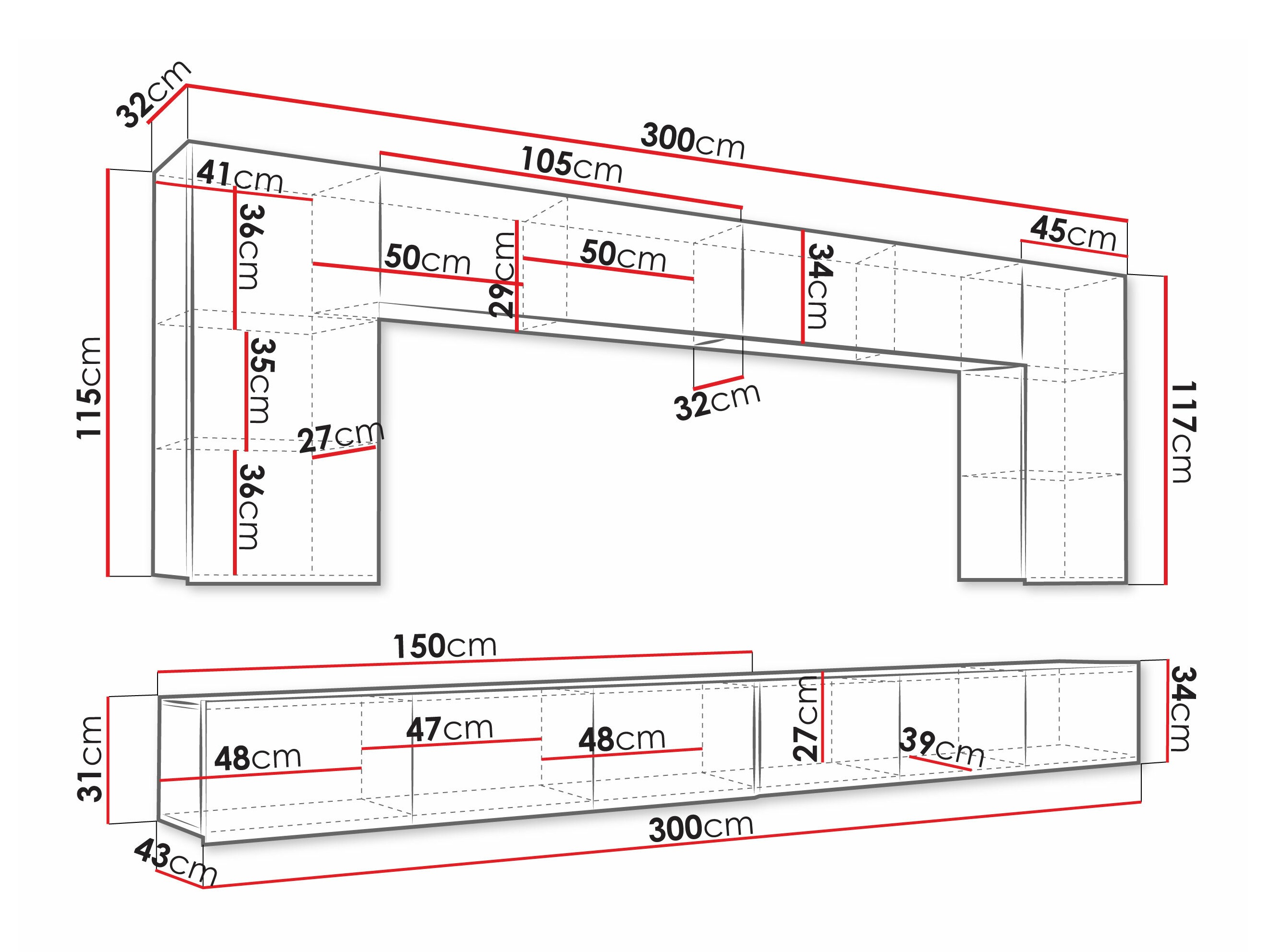 Wohnzimmer-Sets Remus XIII (Schwarz + Schwarz glänzend + Weiß + Weiß glänzend)