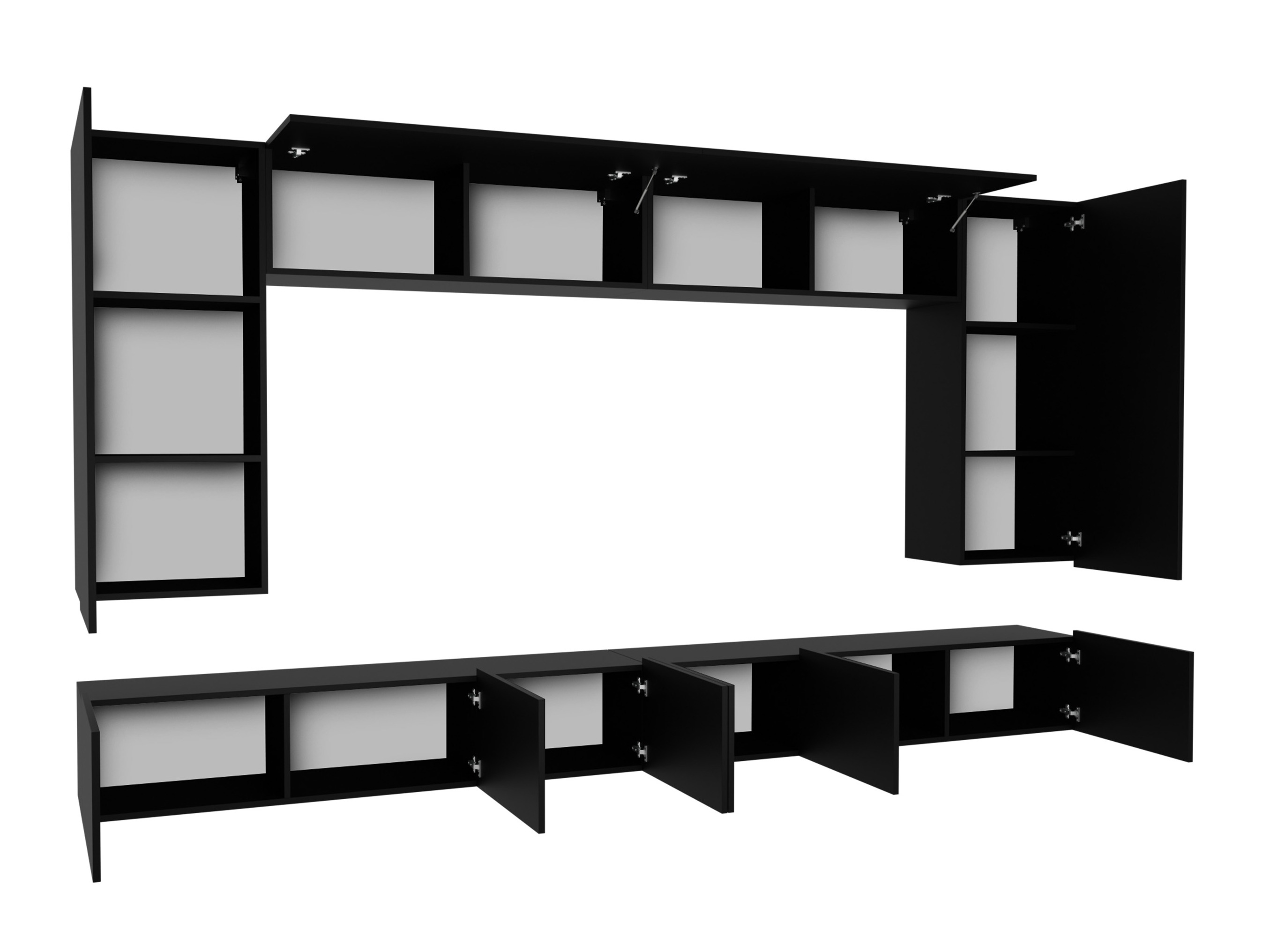 Wohnzimmer-Sets Remus XIII (Schwarz + Schwarz glänzend)