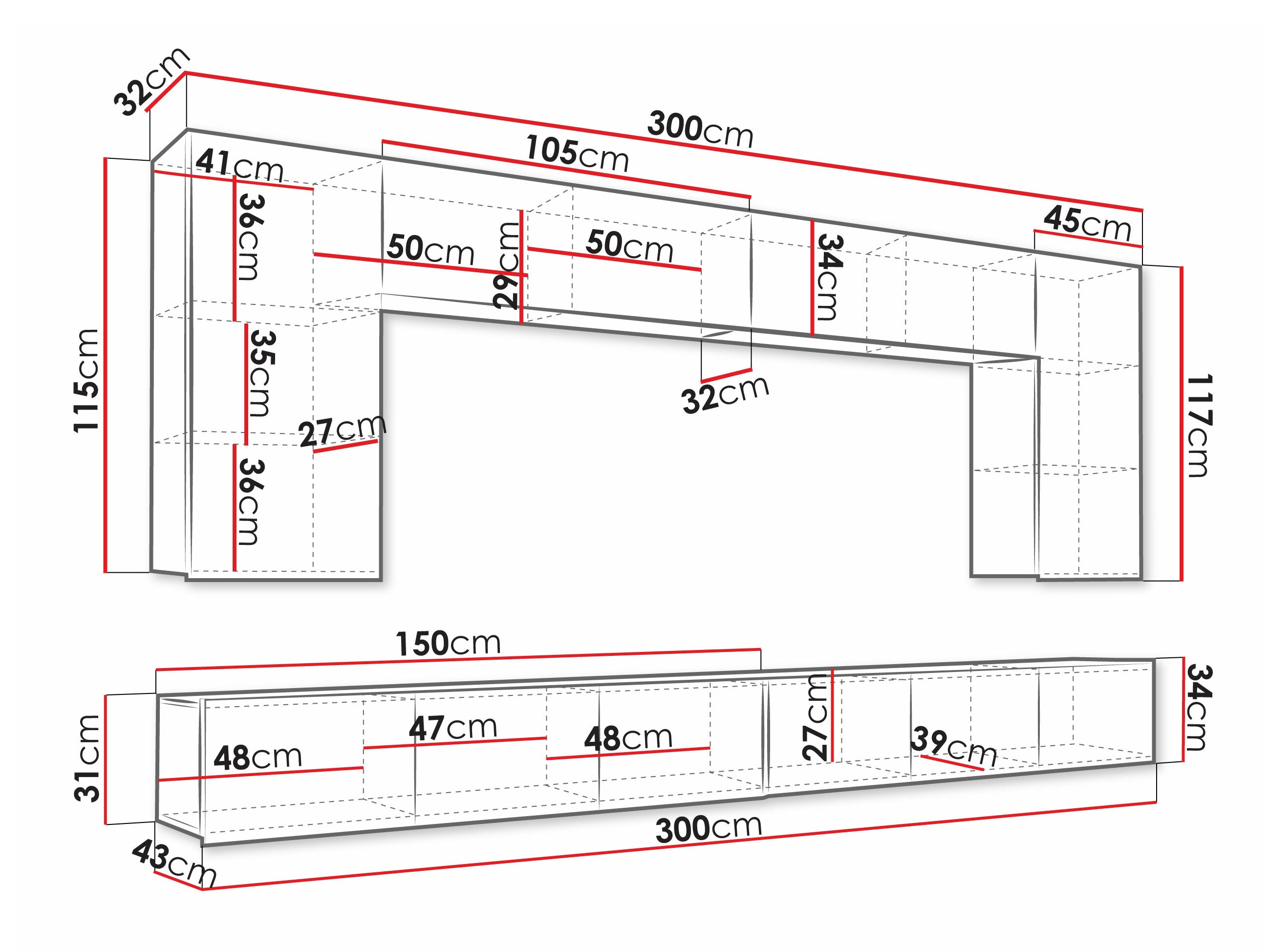 Wohnzimmer-Sets Remus XIII (Weiß + Weiß glänzend)