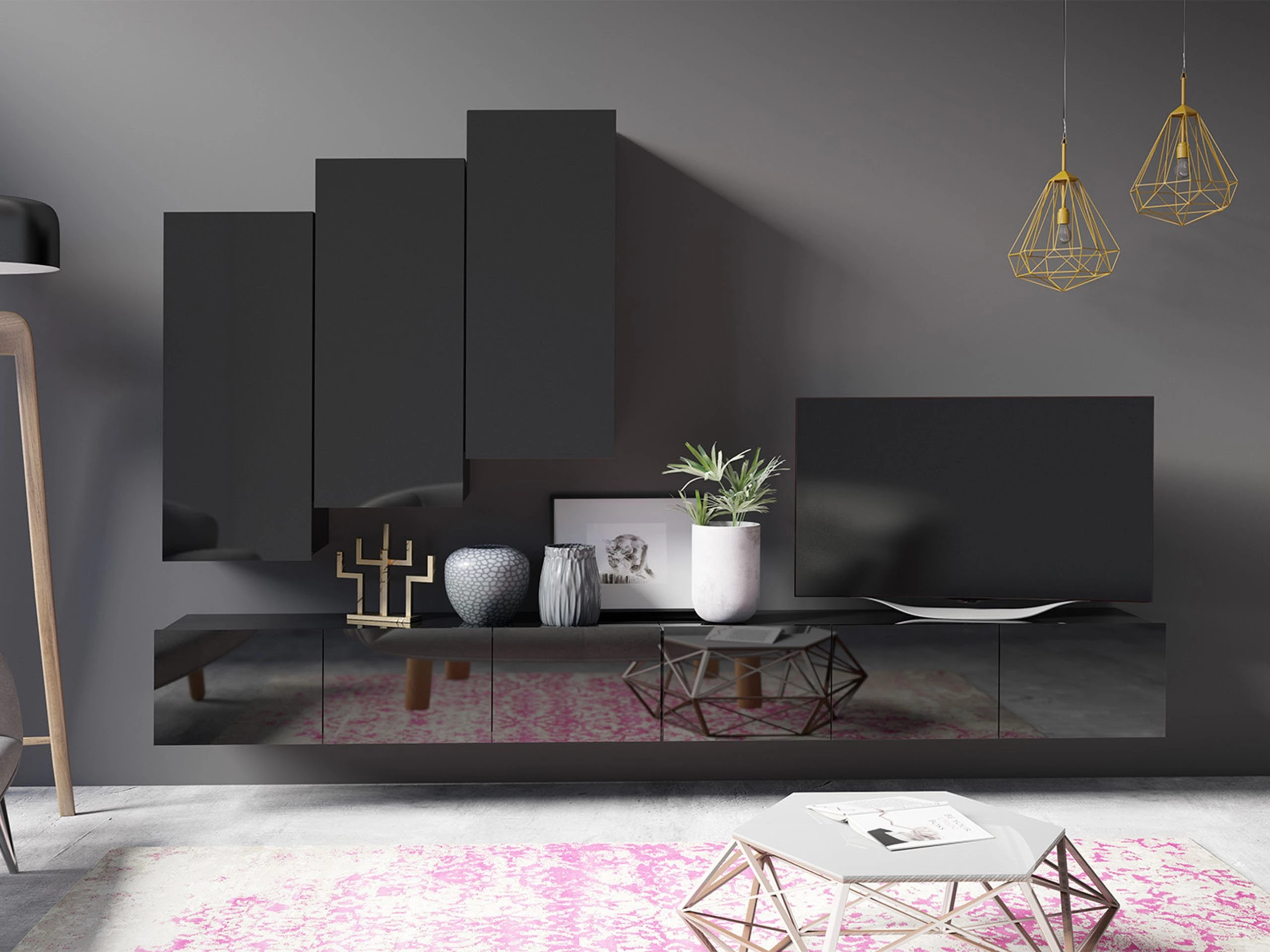 Wohnzimmer-Sets Remus XX (Schwarz)