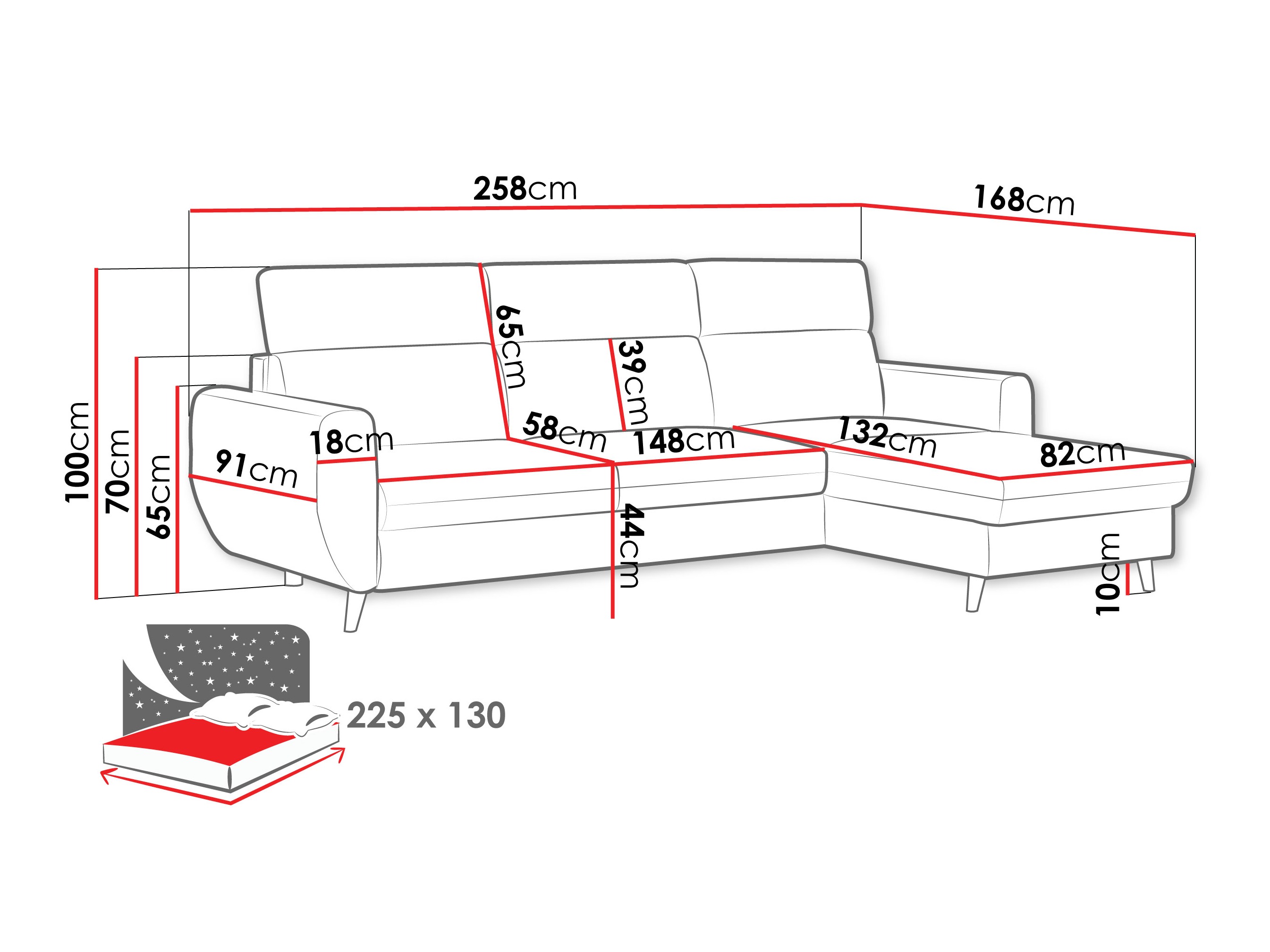 Ecksofa Temple 132 (Cruz 35)