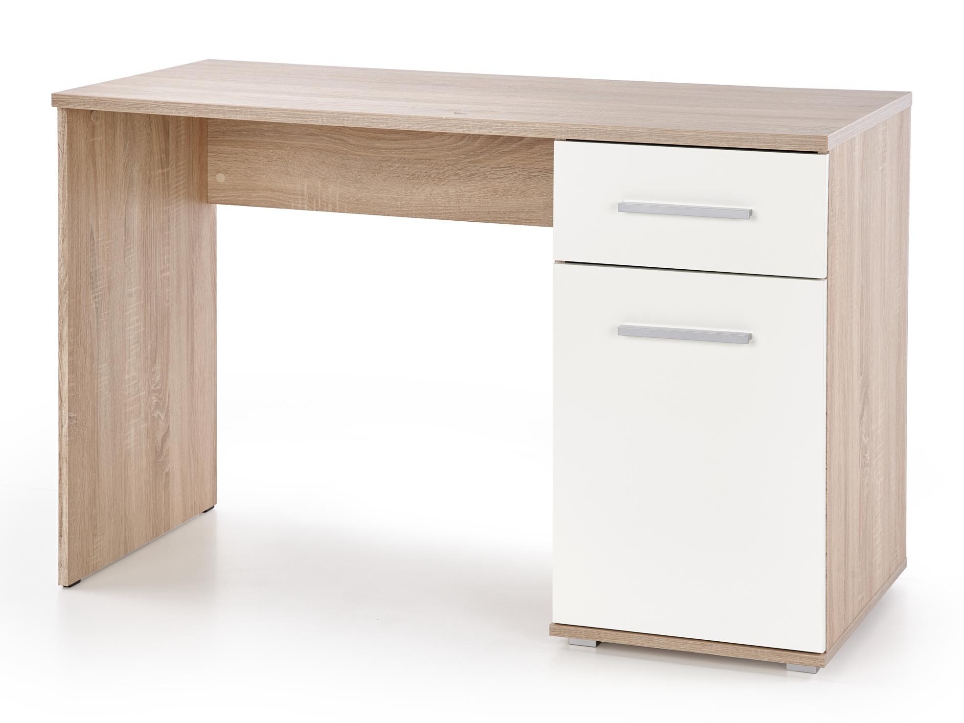Bürotisch Cirveso 114 (Sonoma Eichenholzoptik + Weiß glänzend)