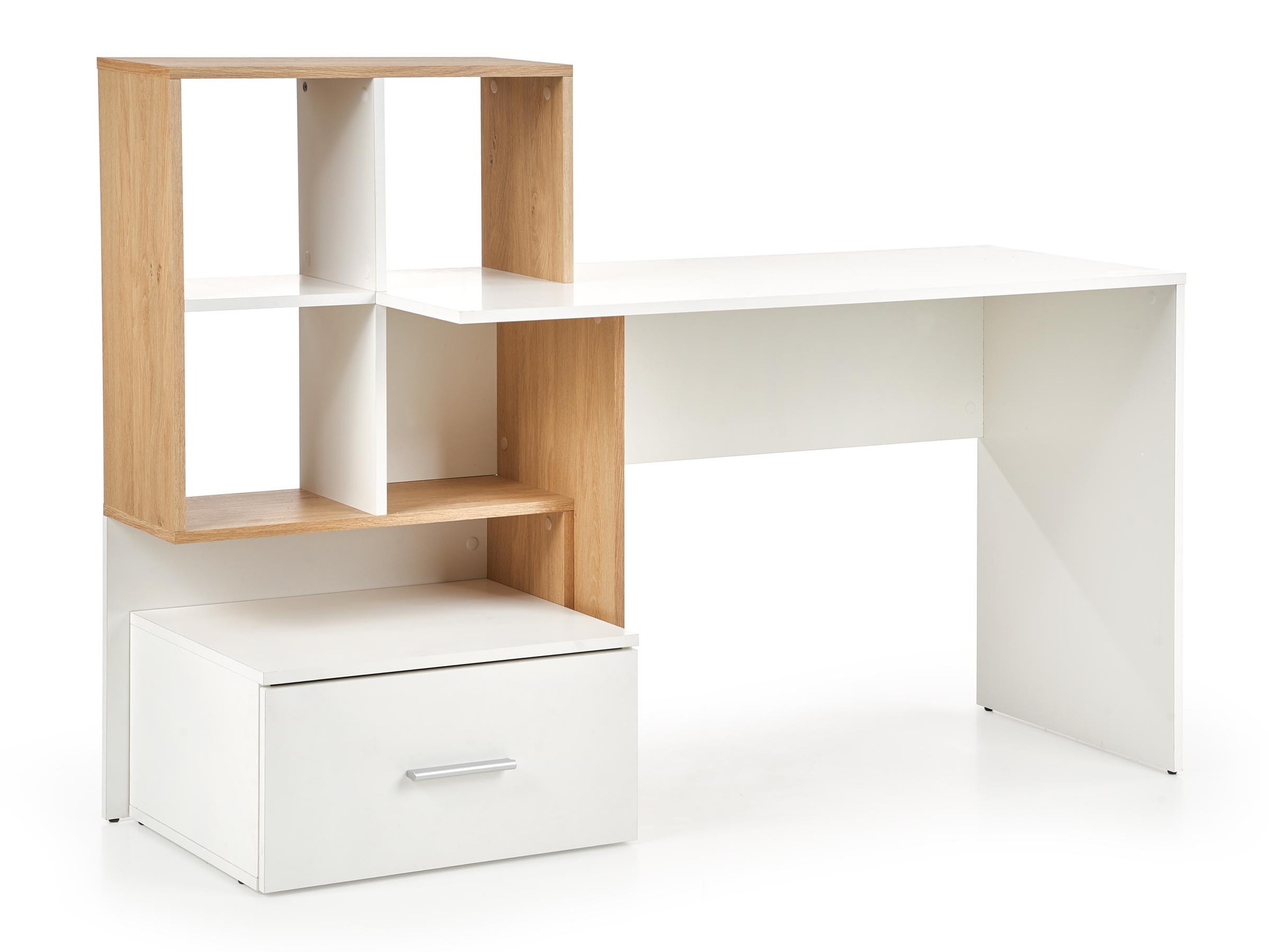 Bürotisch Houston 826 (Weiß + Goldene Eichenholzoptik)