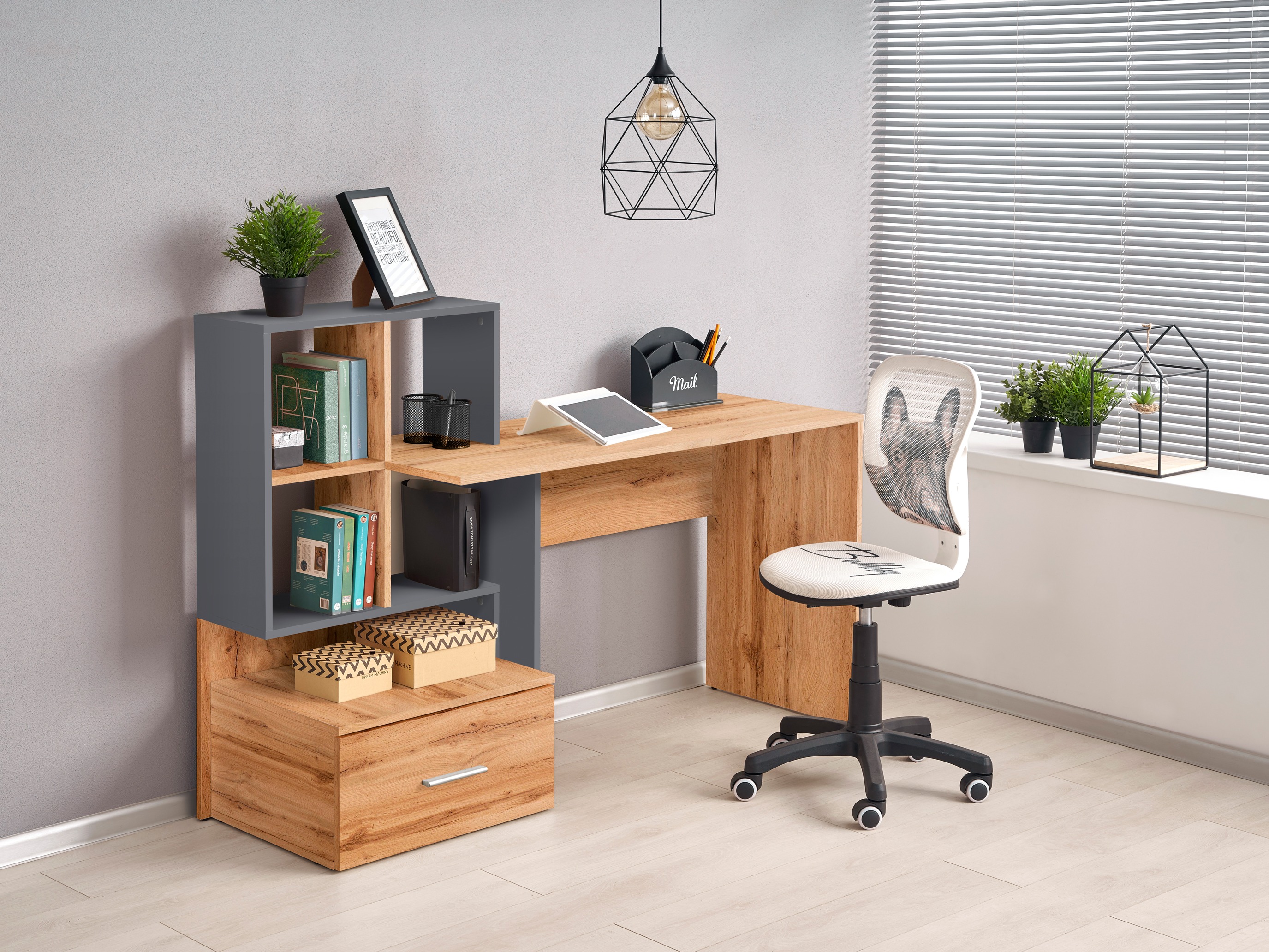 Bürotisch Houston 826 (Wotan Eiche + Anthrazit)