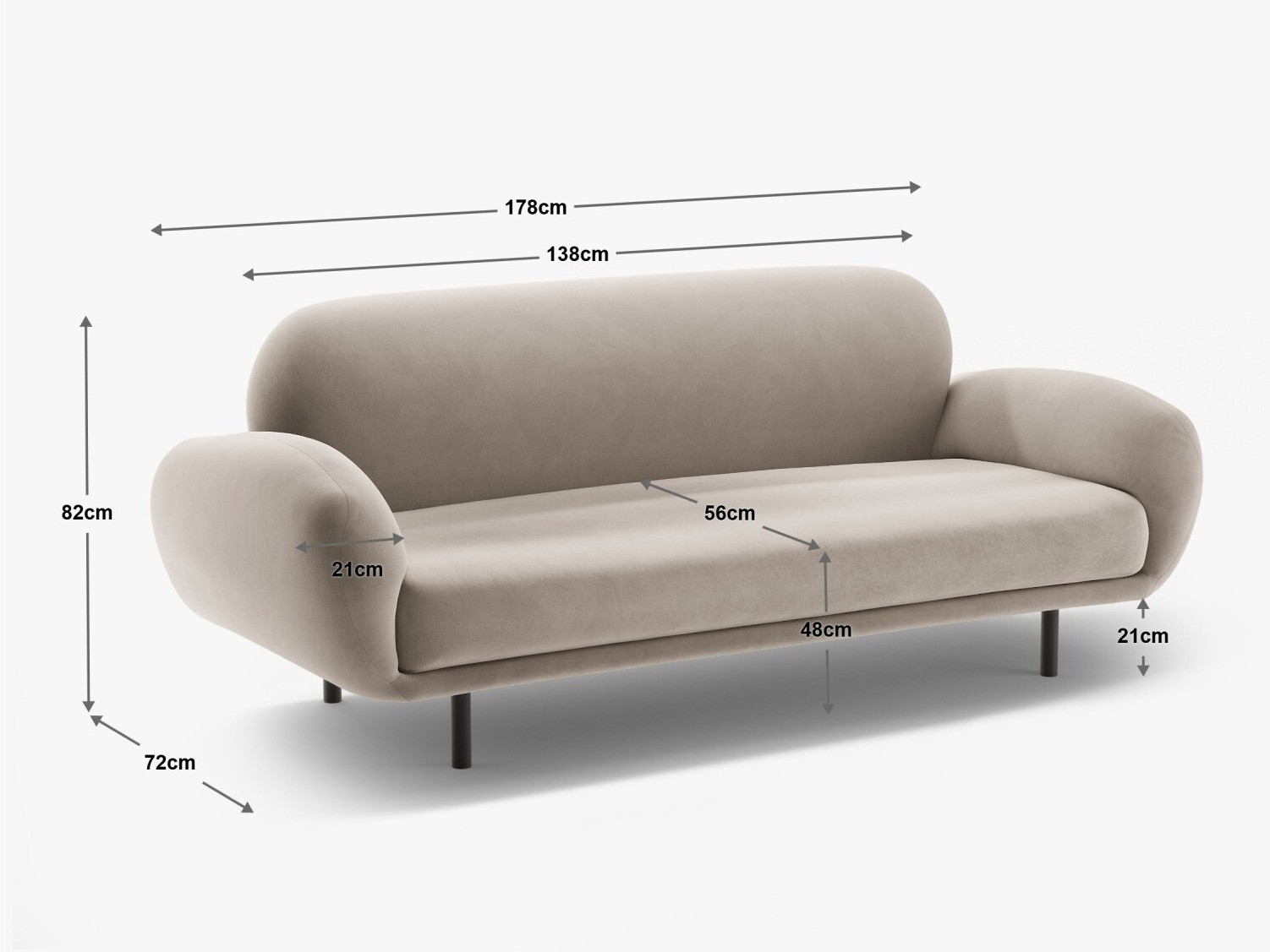Sofa Beckley 343 (Casino Schwarz)