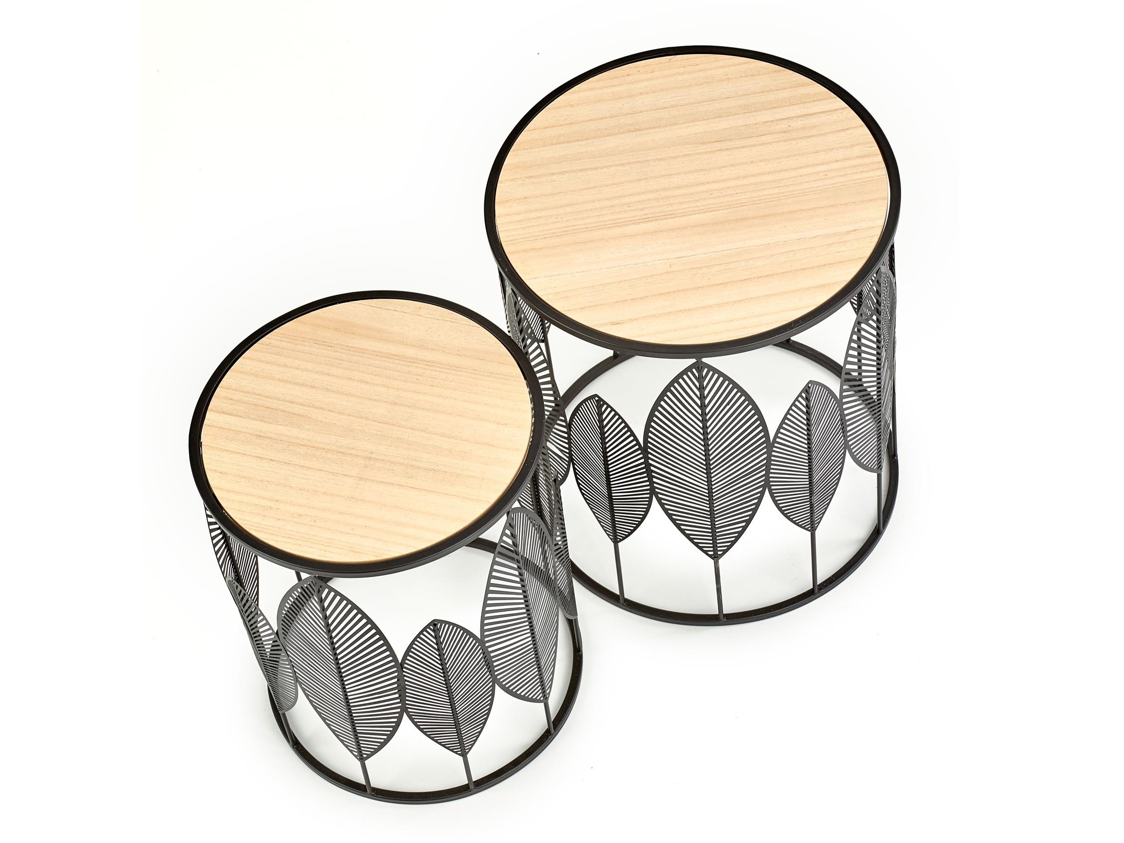 Beistelltische-Set Houston 974 (Schwarz + Helles Holz)