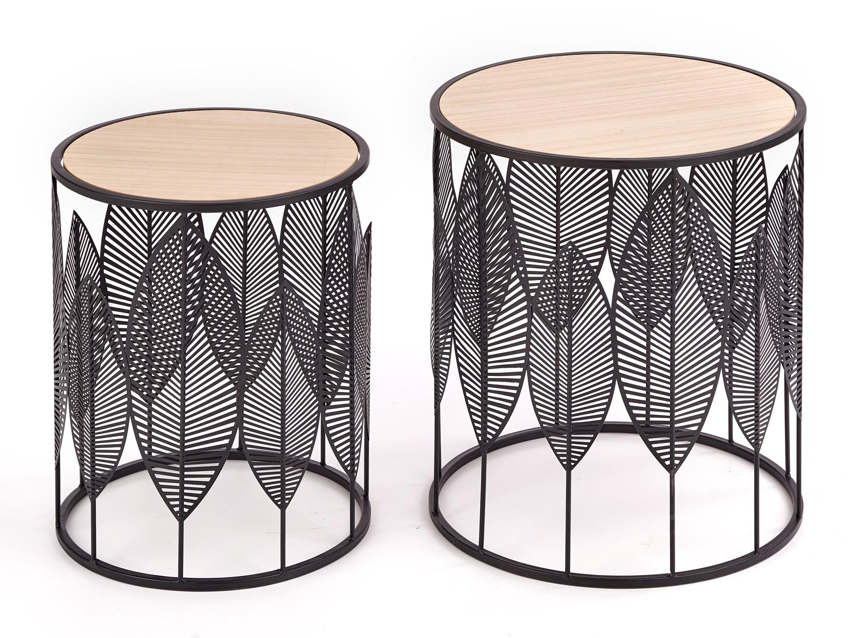 Beistelltische-Set Houston 974 (Schwarz + Helles Holz)