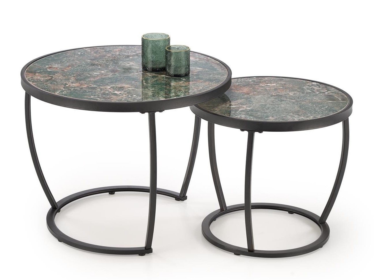 Couchtischset Houston 1658 (Schwarz + Grüner Marmor)