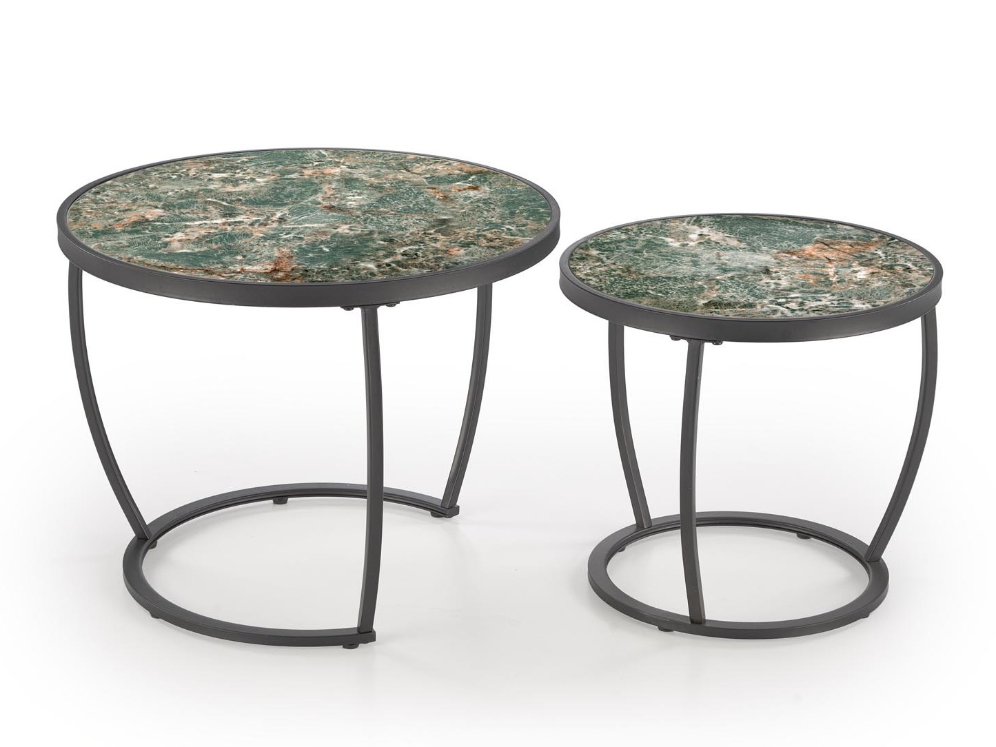 Couchtischset Houston 1658 (Schwarz + Grüner Marmor)
