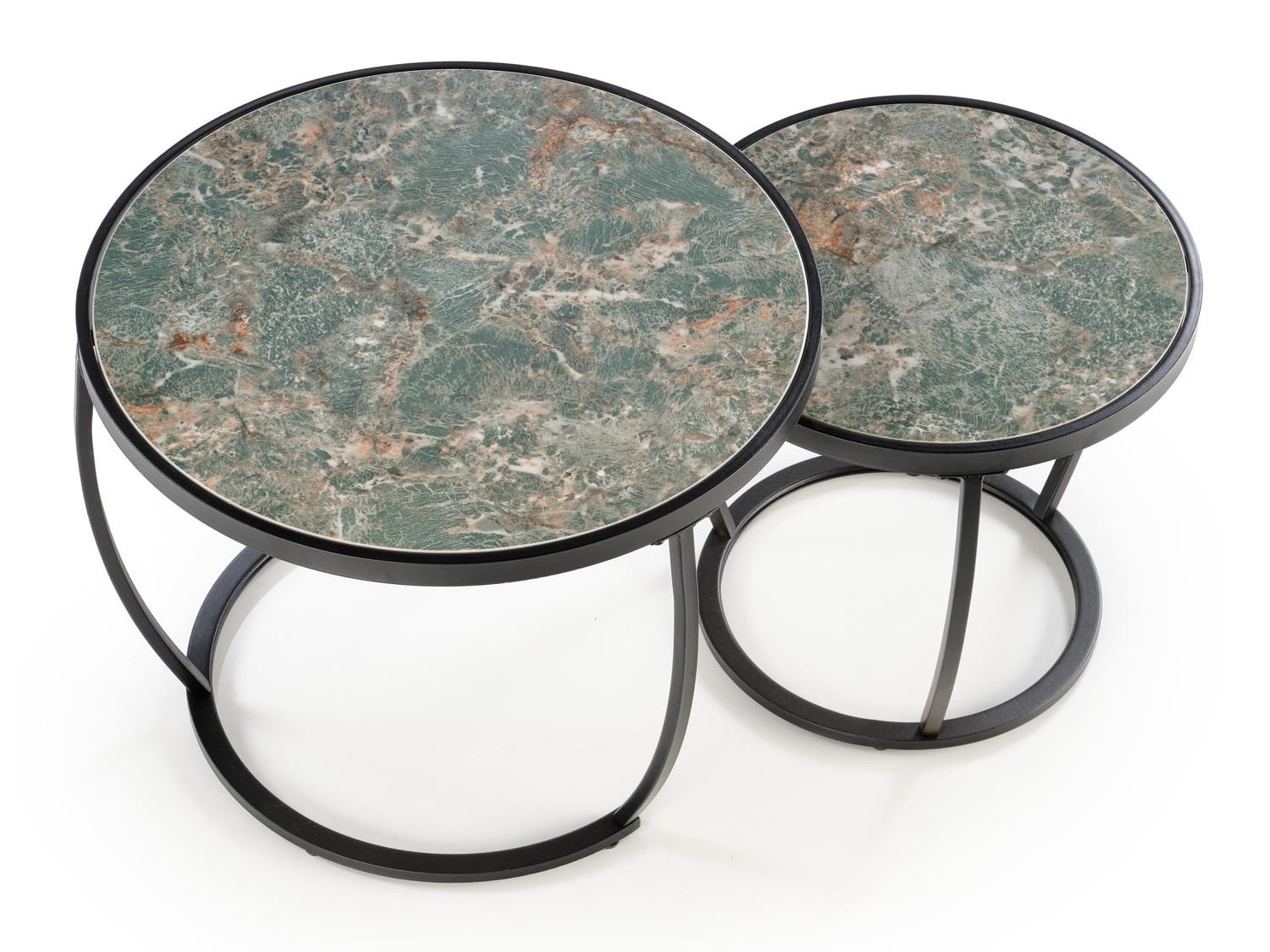 Couchtischset Houston 1658 (Schwarz + Grüner Marmor)