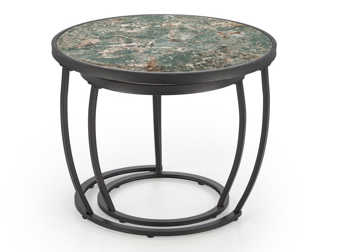 Couchtischset Houston 1658 (Schwarz + Grüner Marmor)