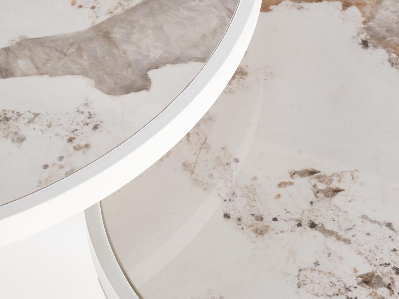 Couchtischset Houston 1658 (Weiß + Weißer Marmor)