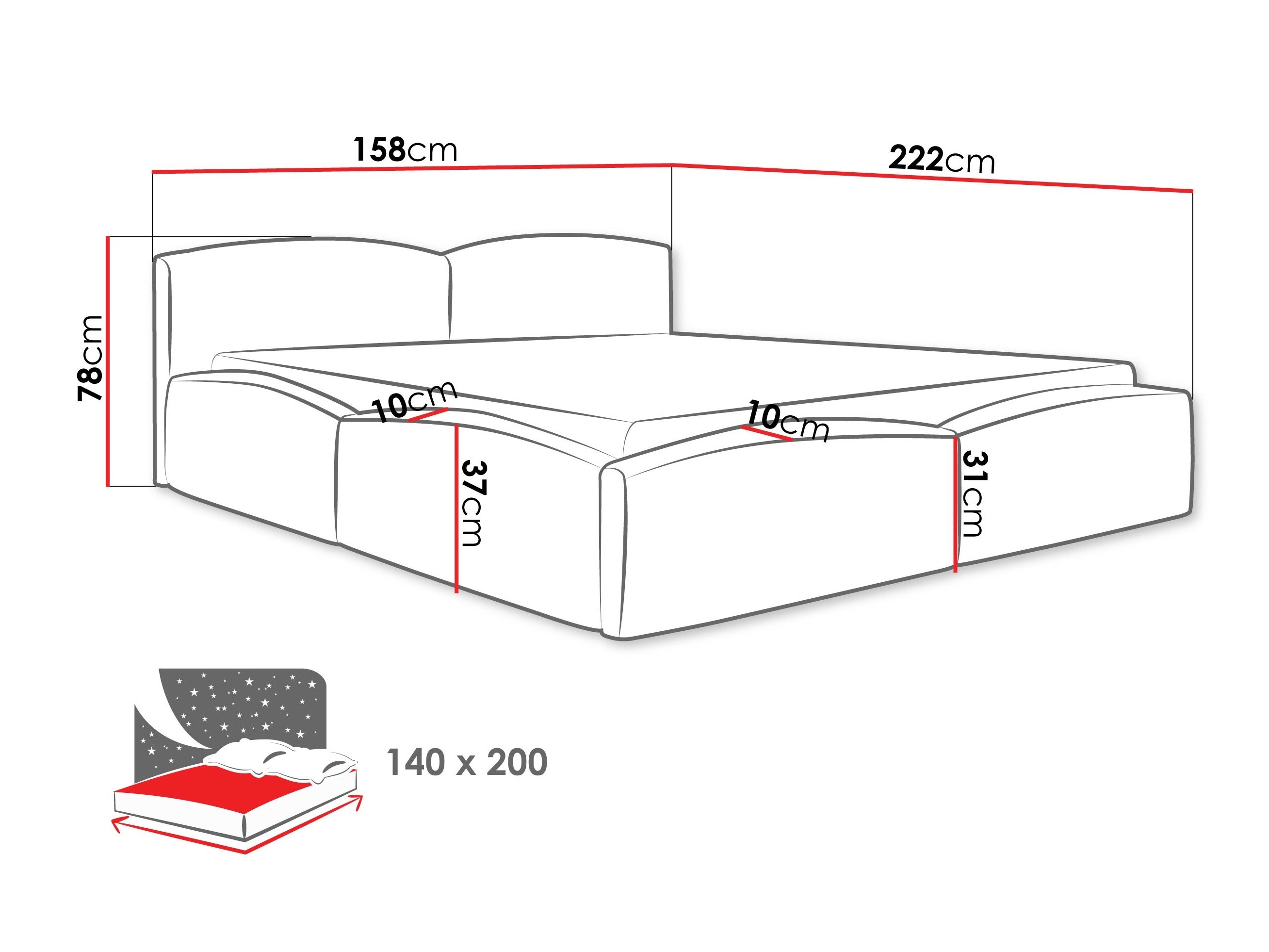 Bett TrendyNest Titis (Lumo 30)