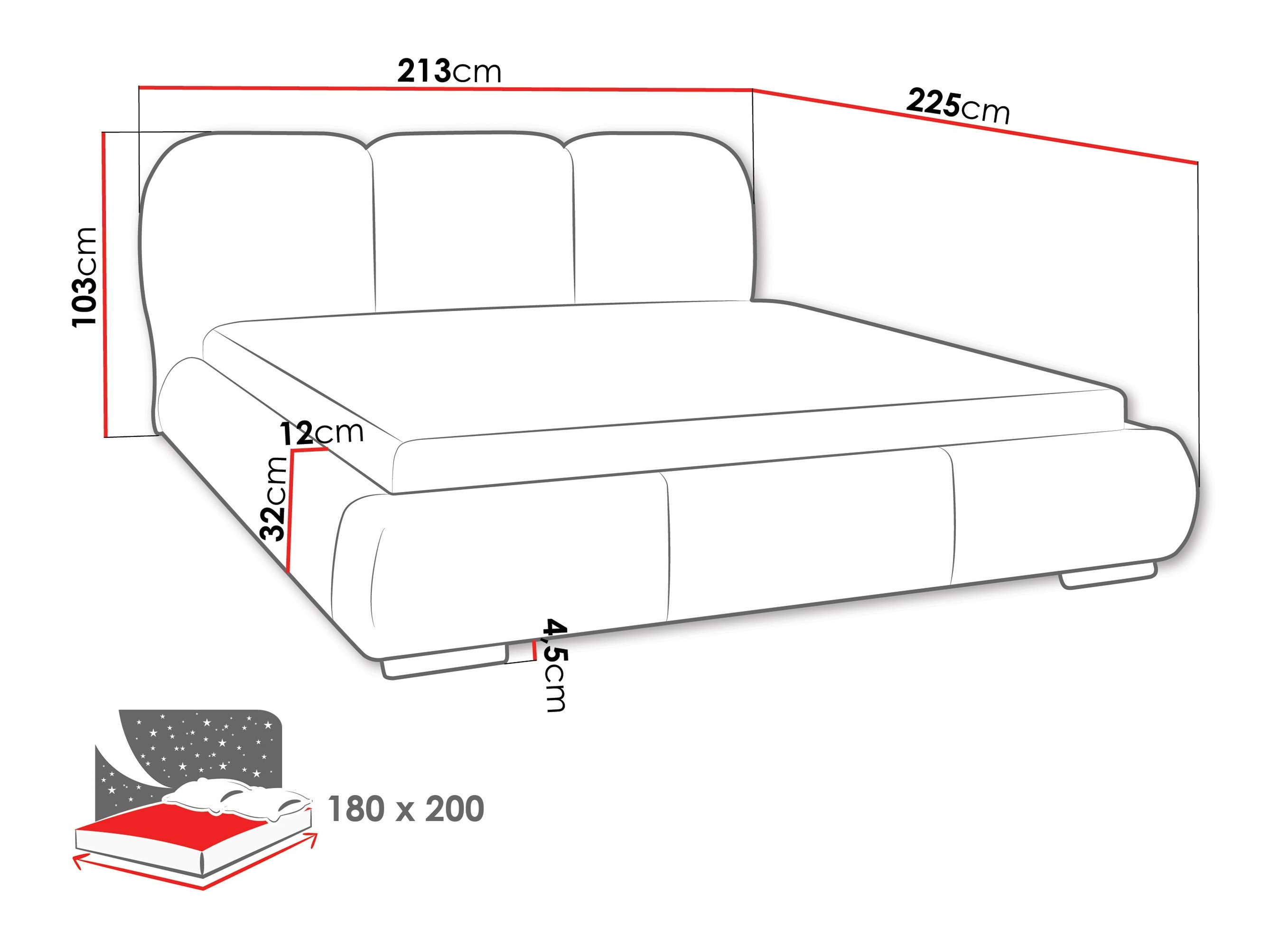 Bett TrendyNest Navium (Coral 65)