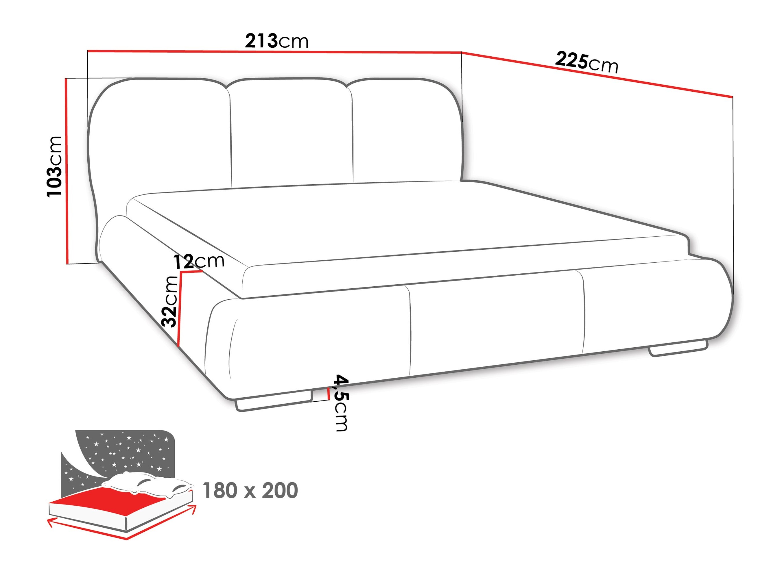 Bett TrendyNest Navium (Coral 75)