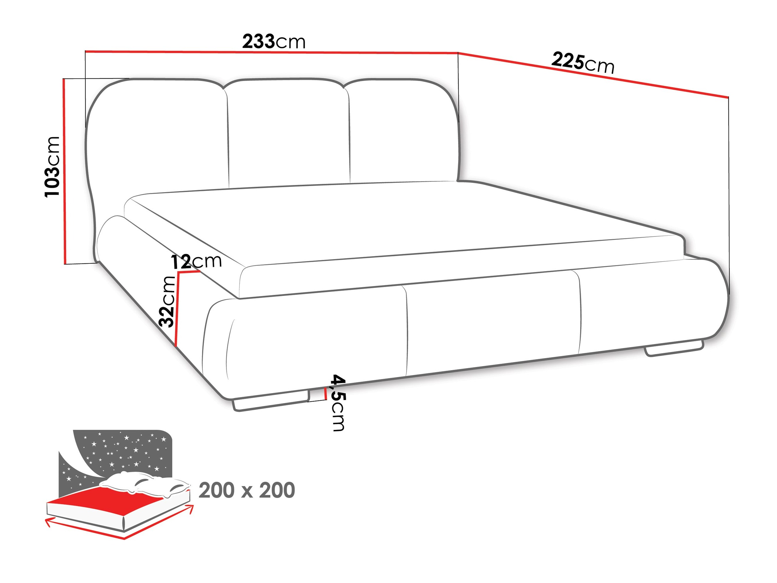 Bett TrendyNest Navium (Coral 75)