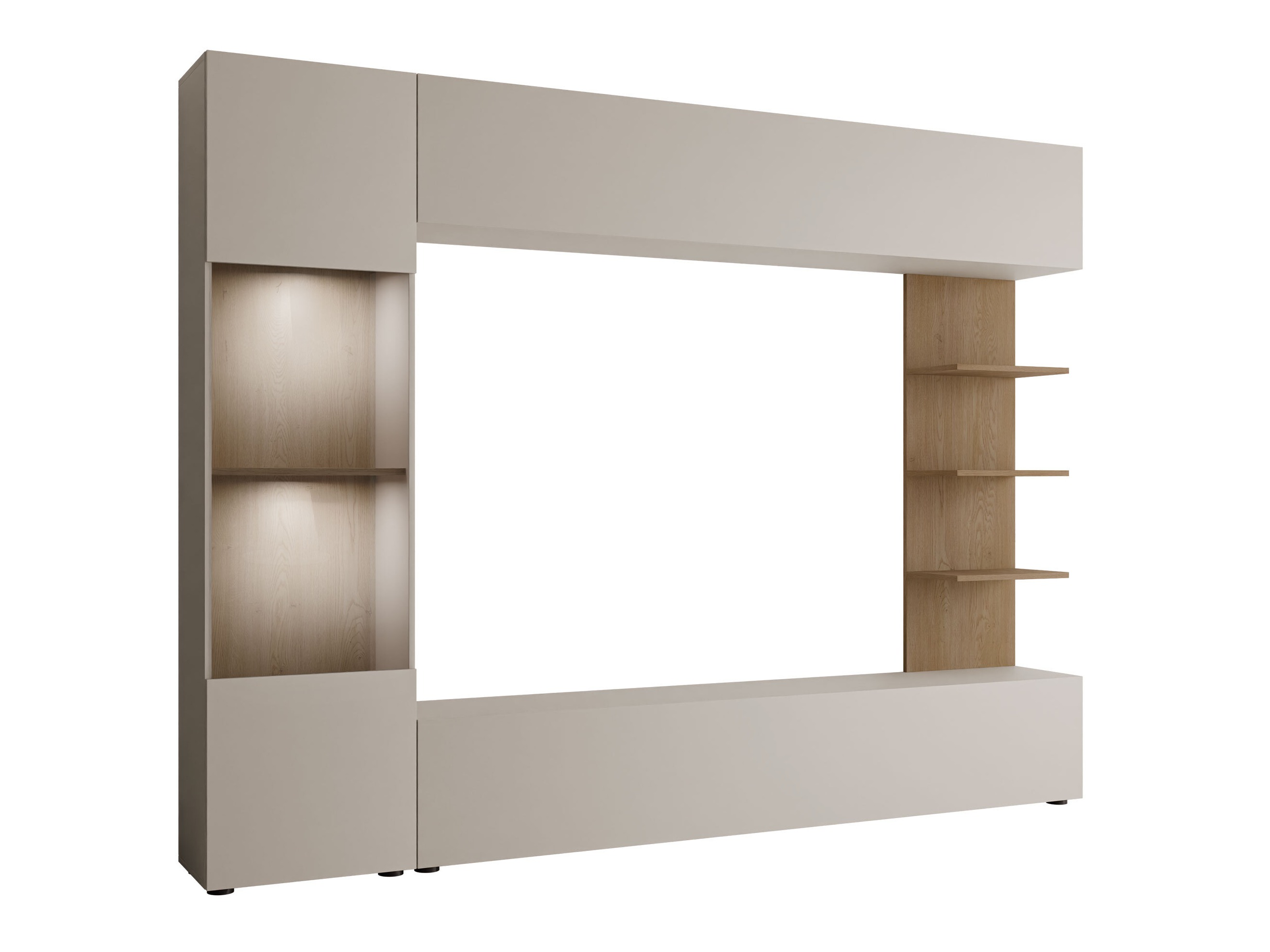 Wohnzimmer-Sets Comfivo Animus (Kaschmir + Eichenholzoptik)