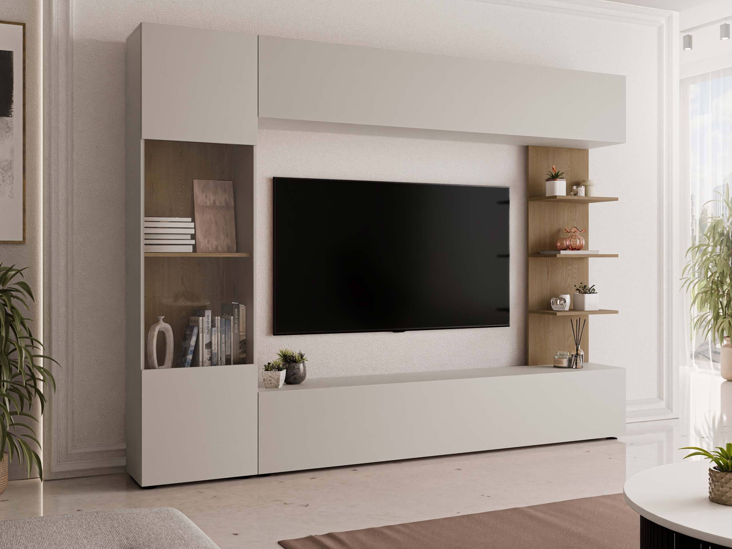 Wohnzimmer-Sets Comfivo Animus (Kaschmir + Eichenholzoptik)